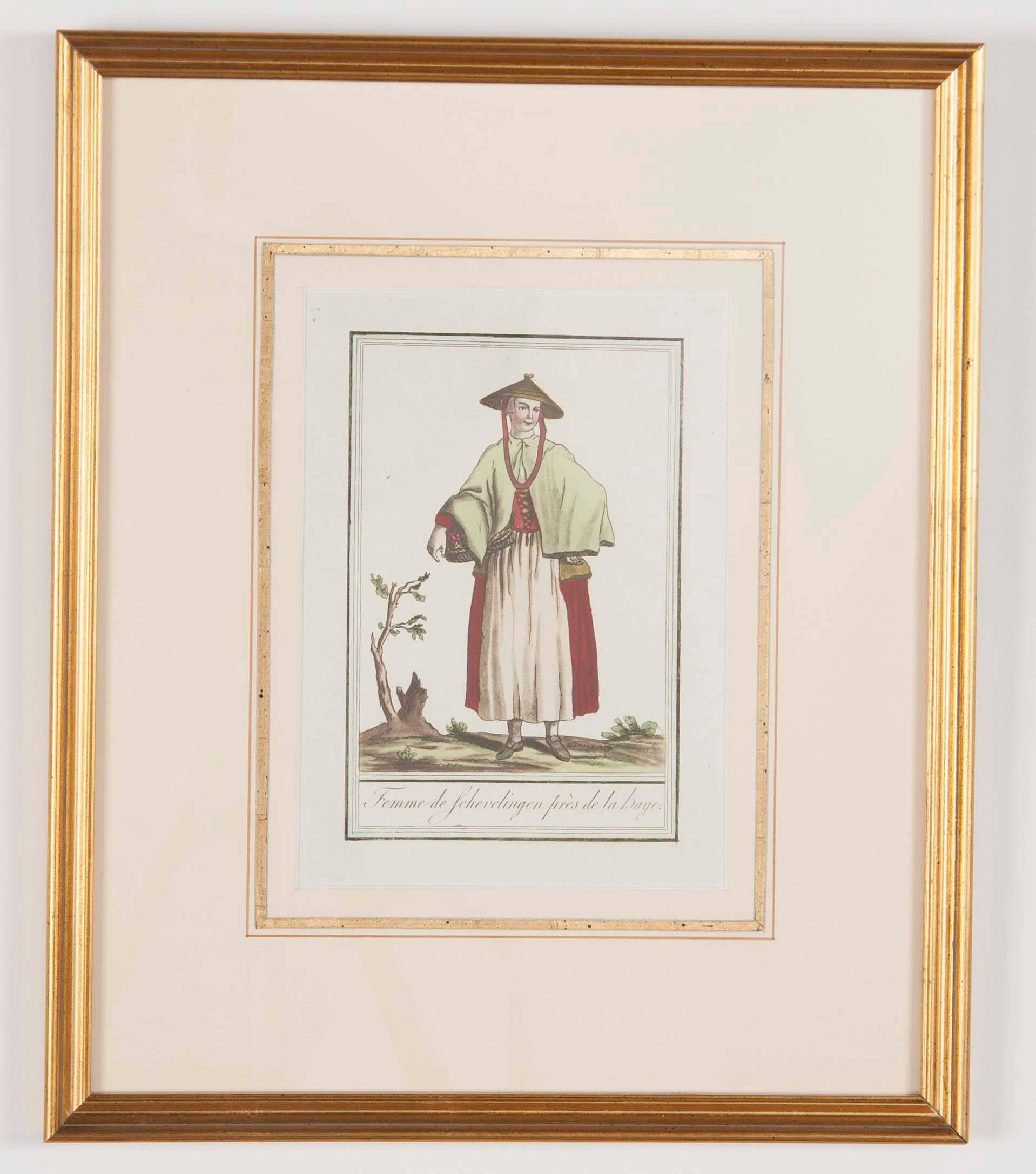 Set of Six Colored Engravings 'Costumes of Various Countries', 18th Century In Excellent Condition In Stamford, CT