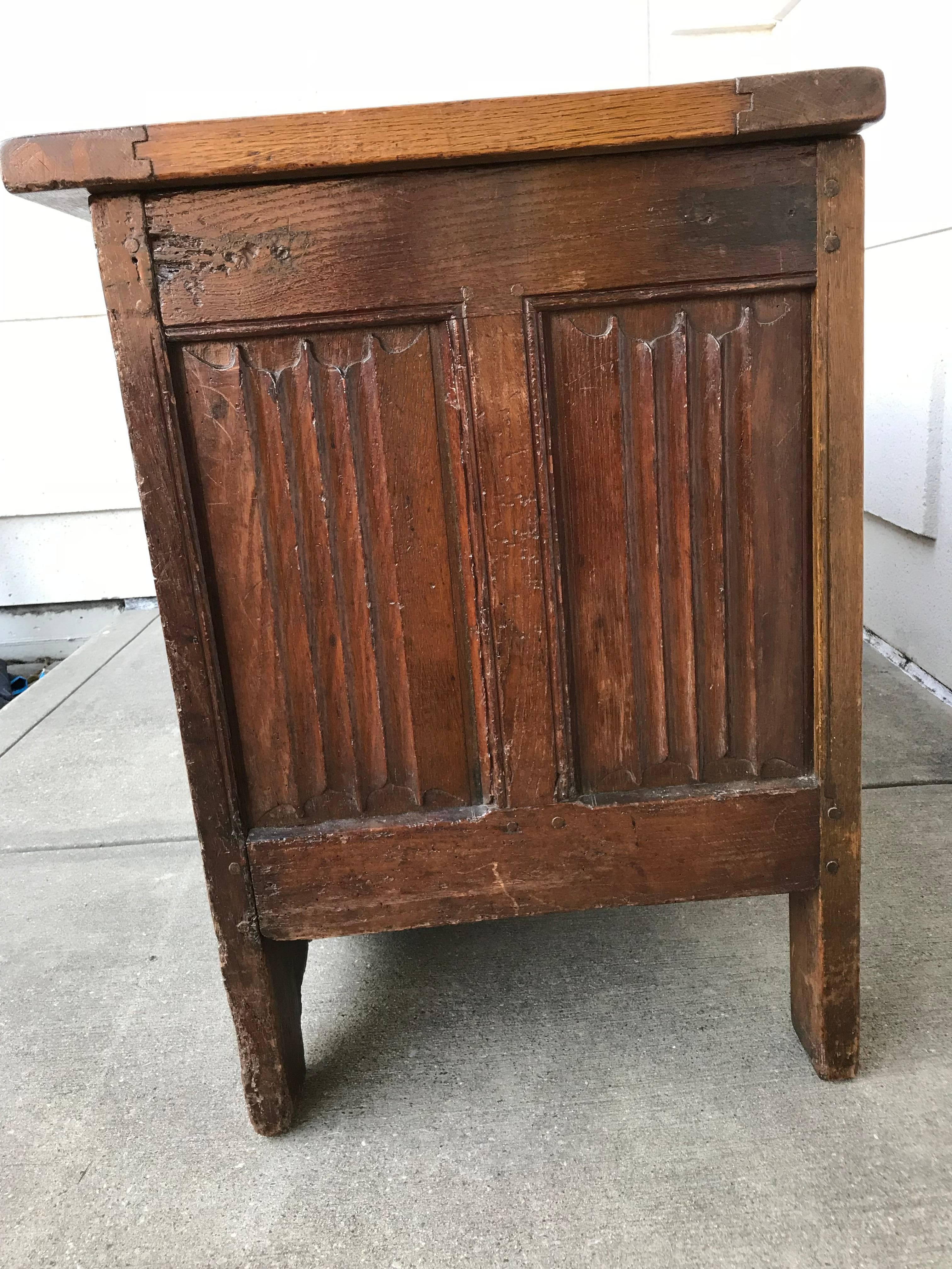 Carved Oak Gothic Chest, Large Scale 2