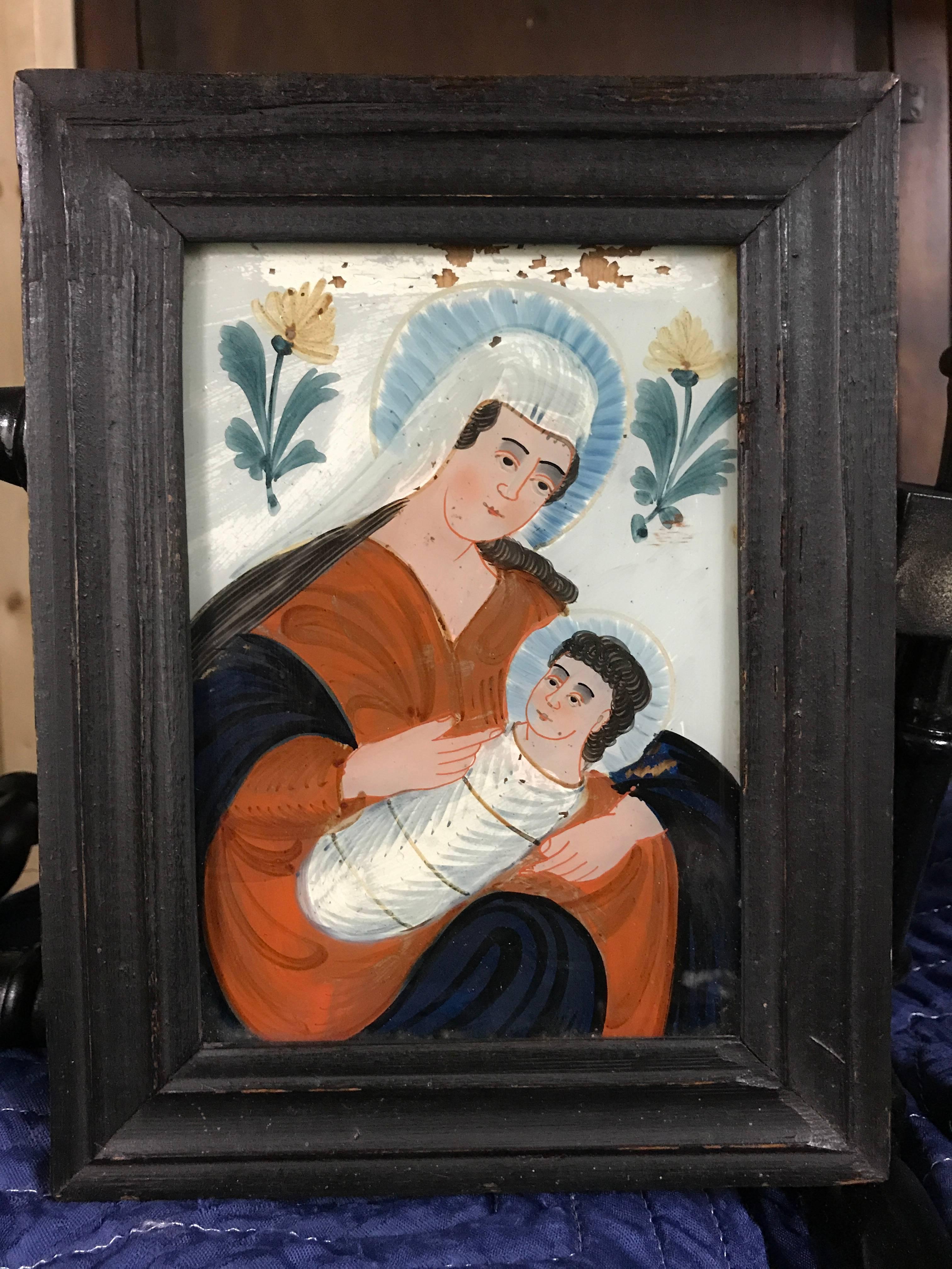 Madonna and Child Reverse Glass Painting, Germany 4