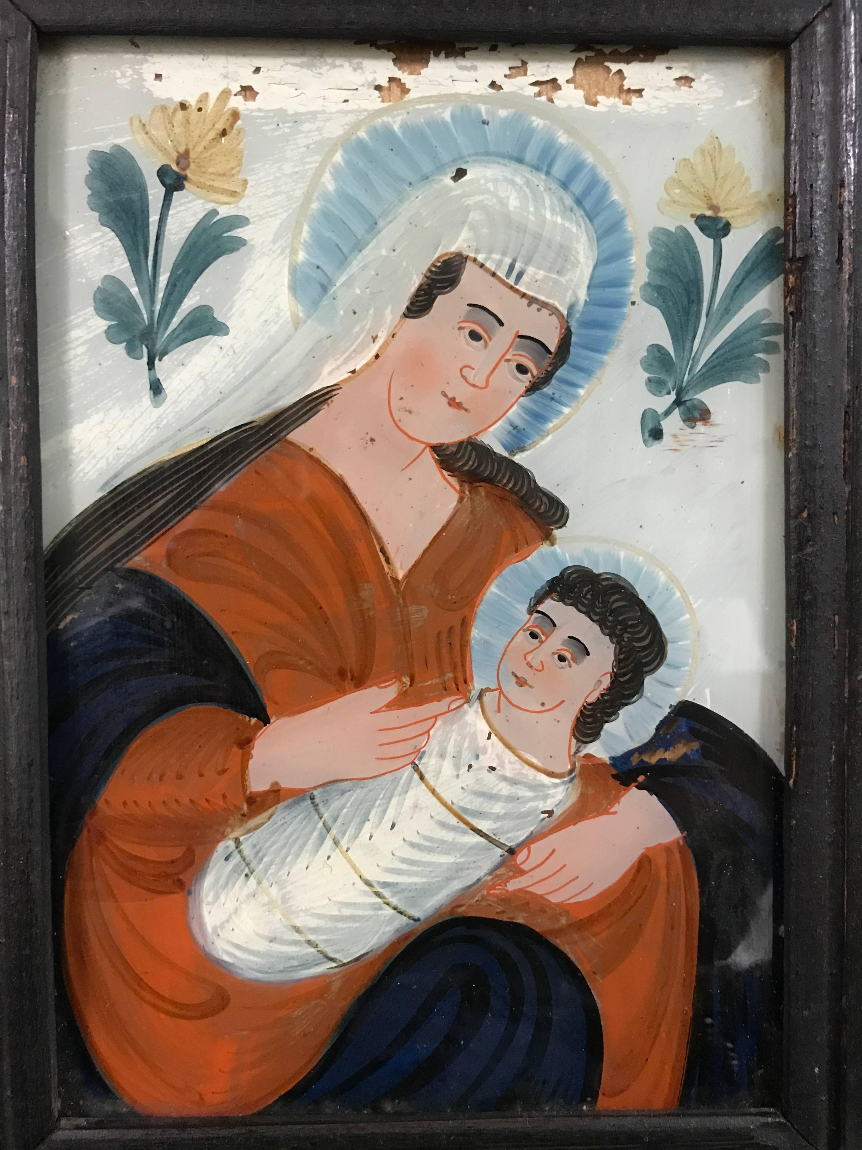 Madonna and Child Reverse Glass Painting, Germany 3