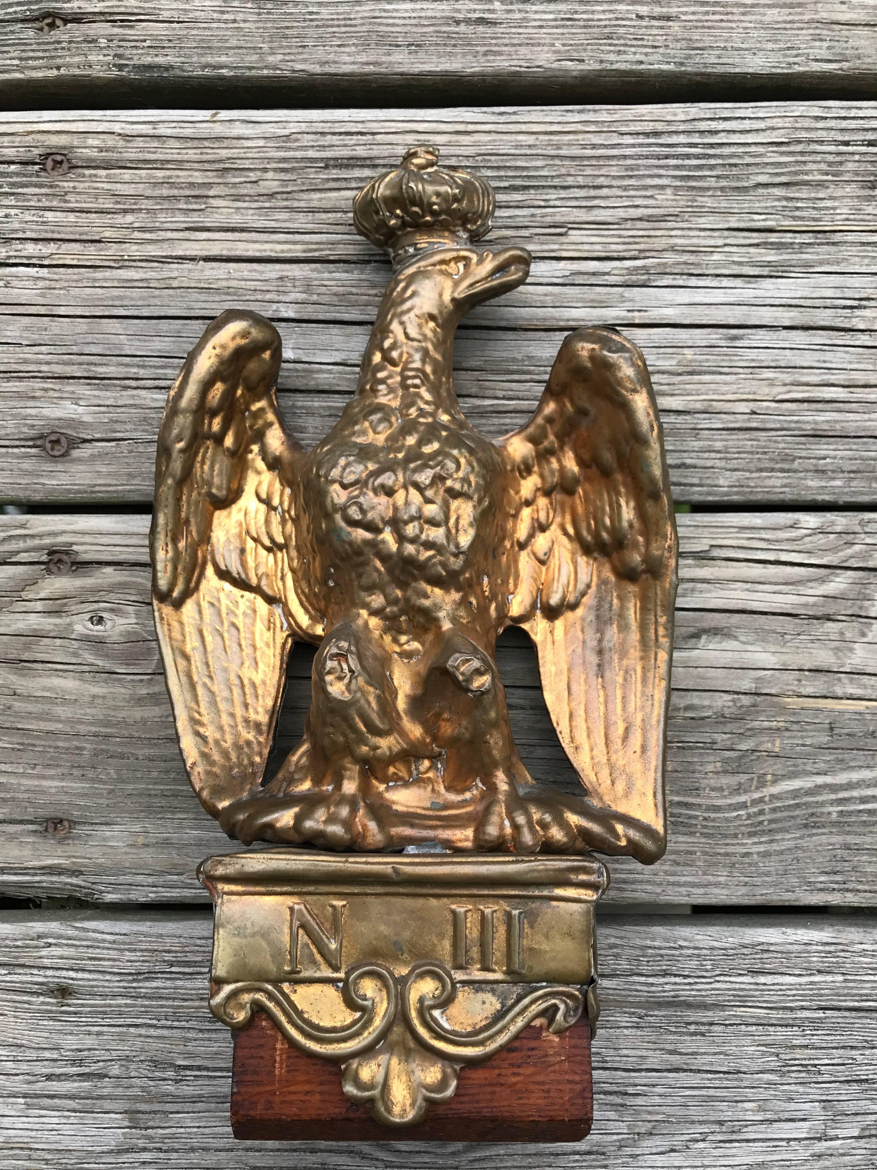 19th Century French Gilt Brass Crowned Eagle