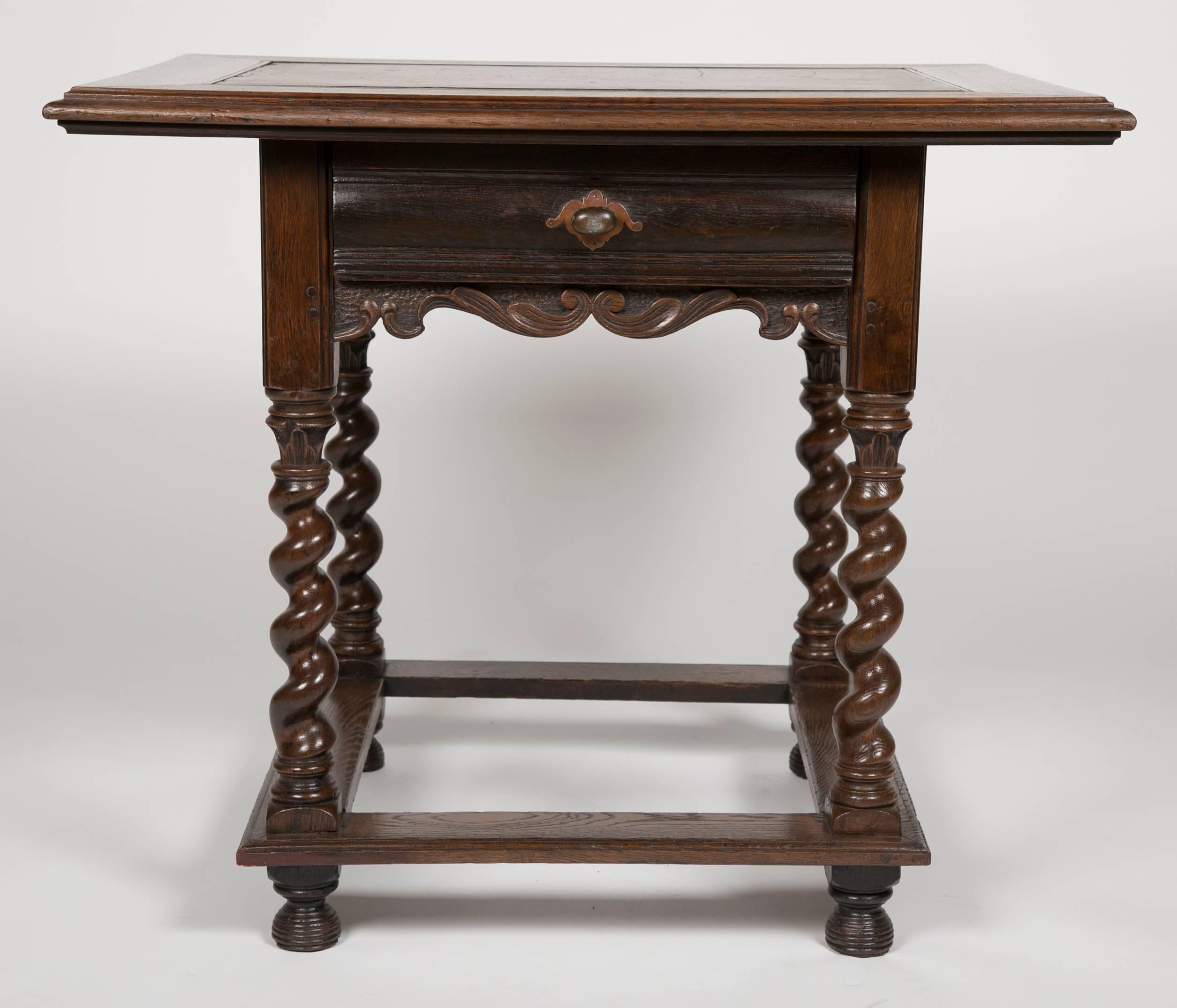 Dutch Baroque Oak Center Table with Inlaid Slate Top In Good Condition In Stamford, CT