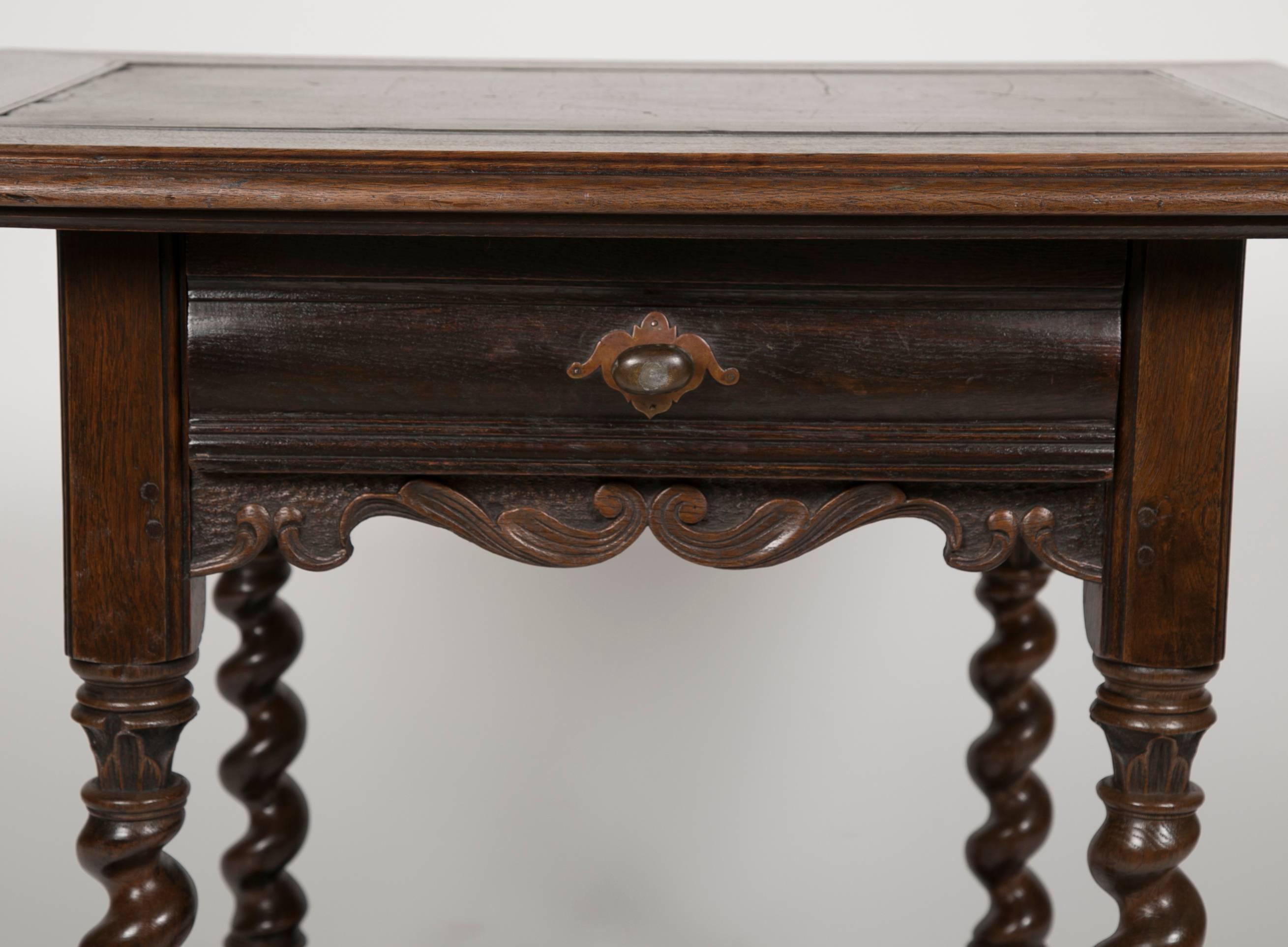 19th Century Dutch Baroque Oak Center Table with Inlaid Slate Top