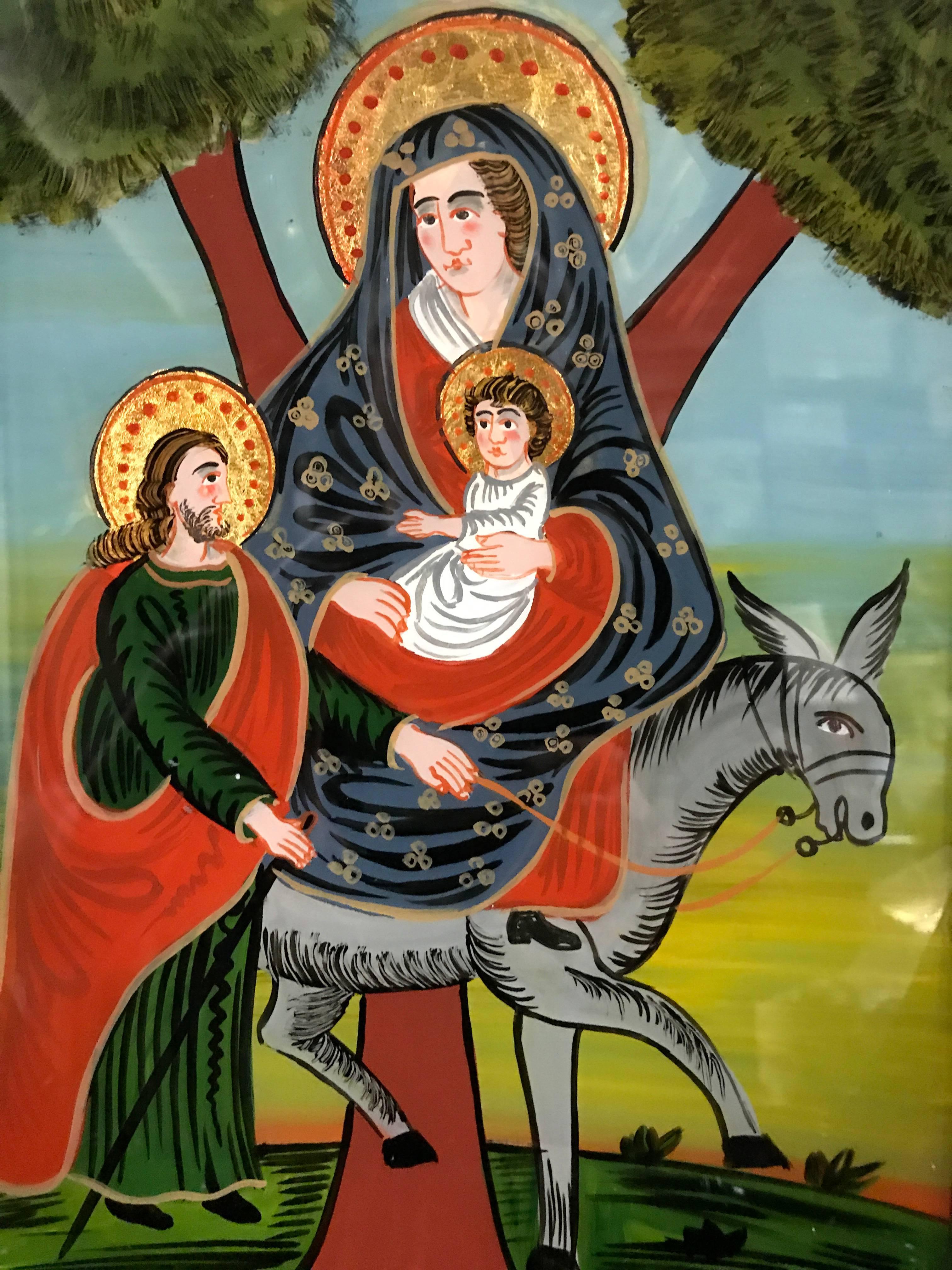 holy family glass painting