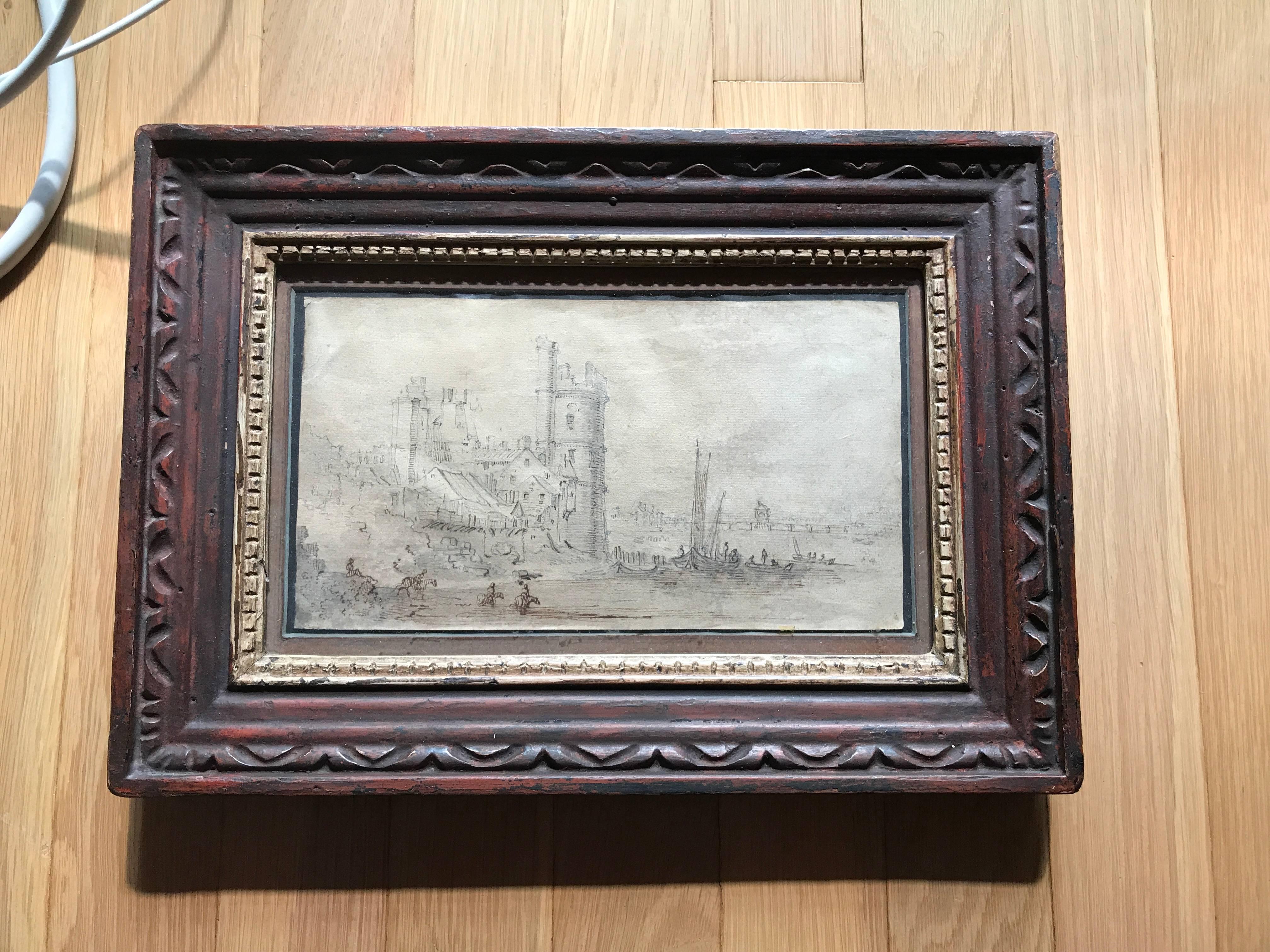 17th Century French Old Master Drawing of Paris 3