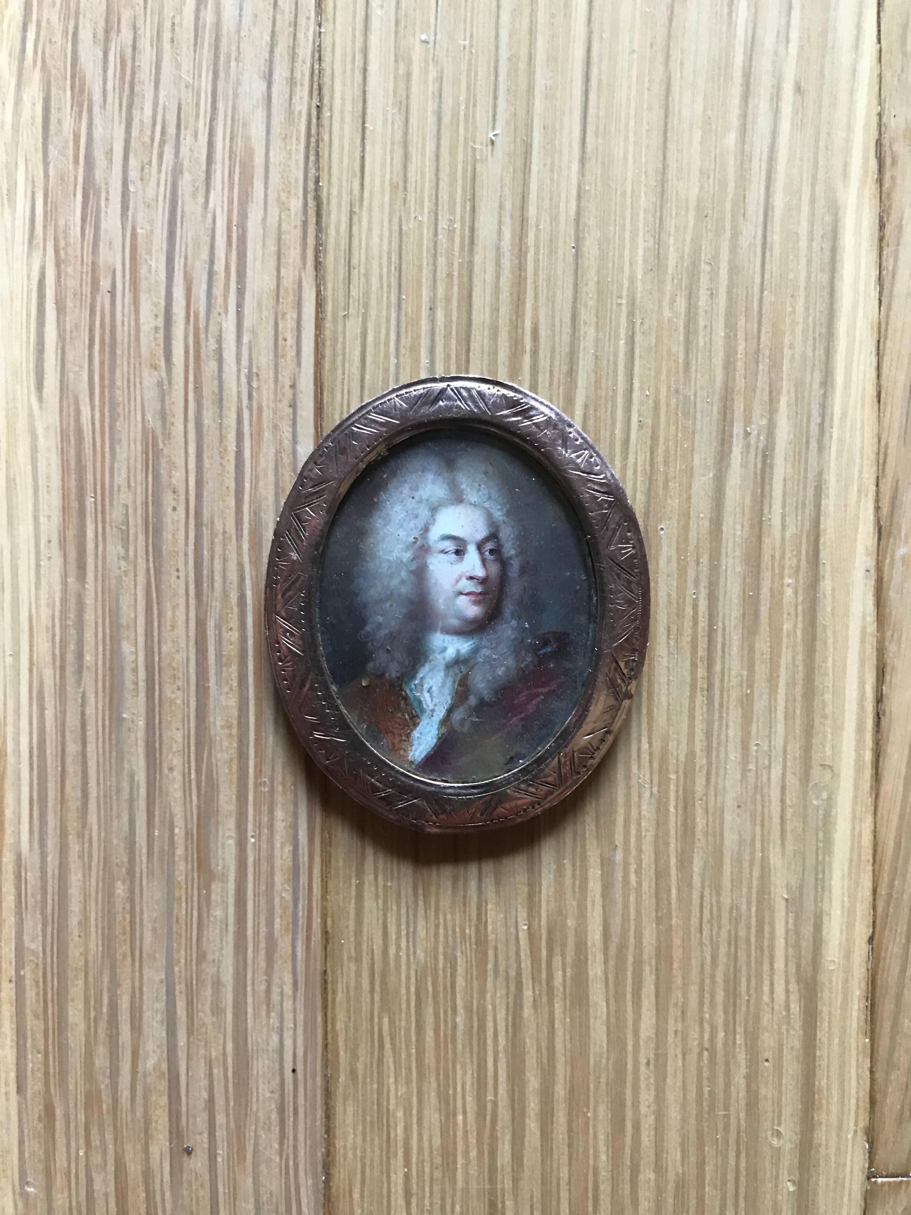 18th Century French Portrait Miniature in Gold Frame In Excellent Condition In Stamford, CT
