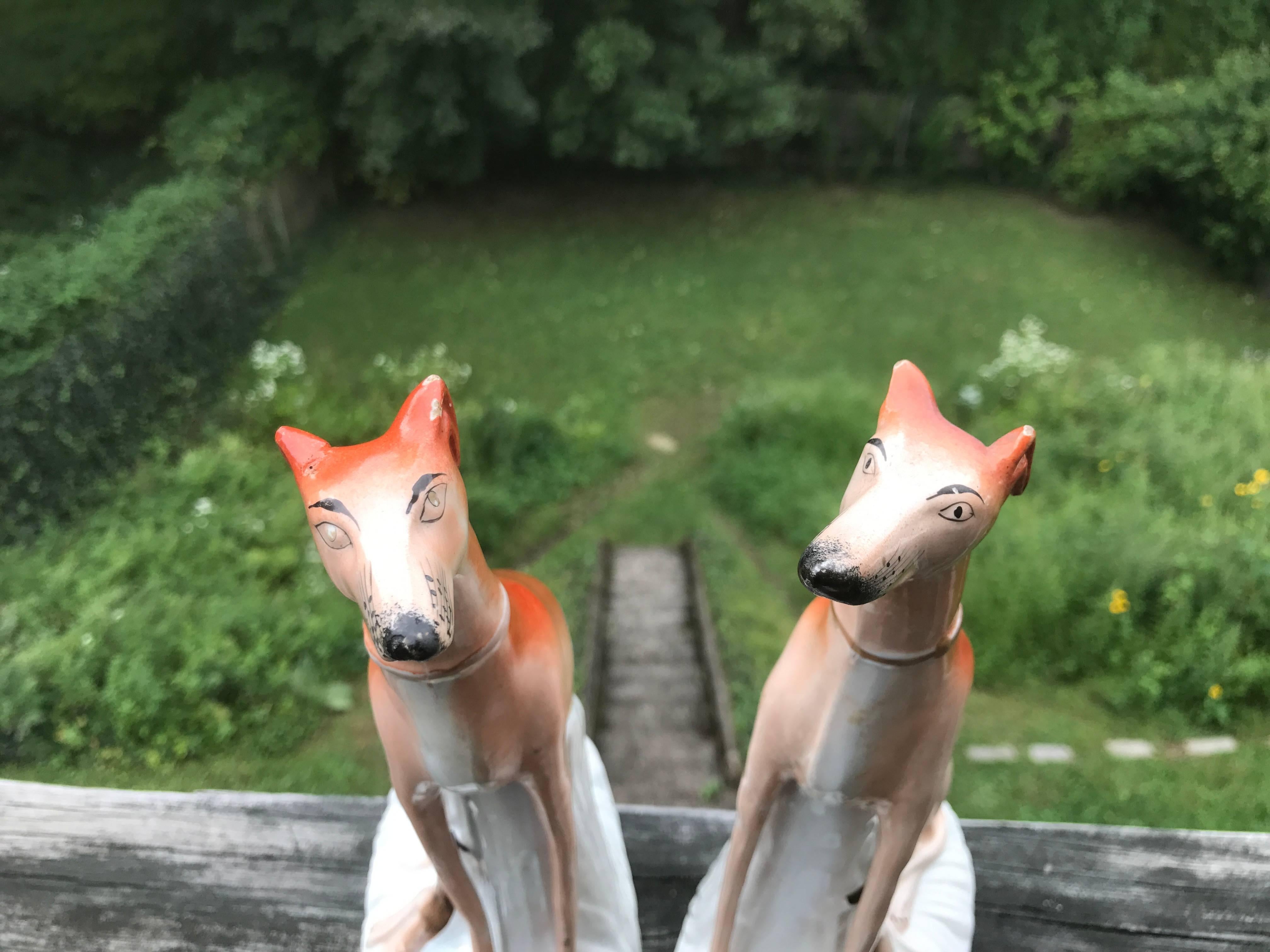 Pair of English Staffordshire Greyhounds or Whippets, Large-Scale 3