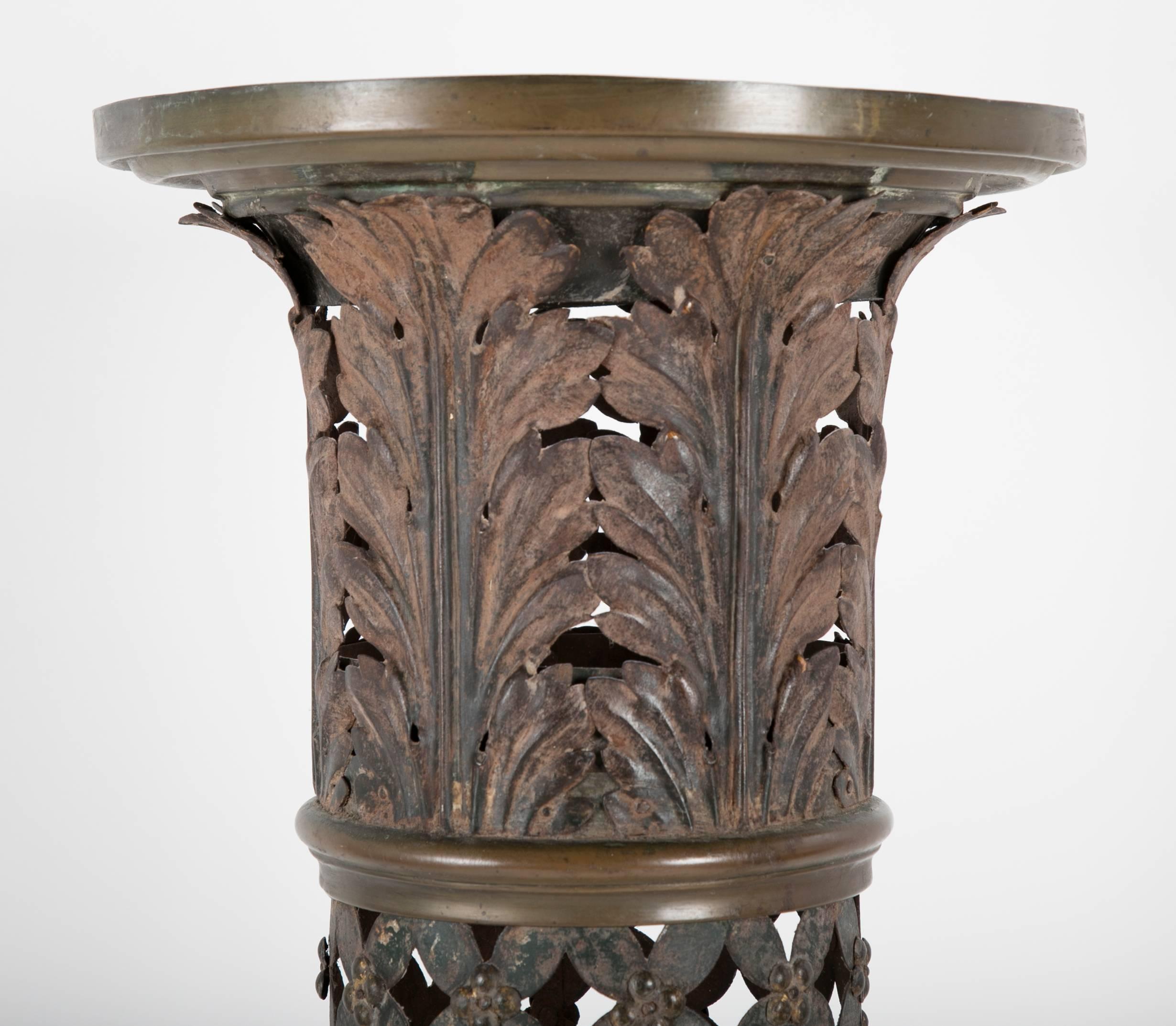 Neoclassical French Painted and Gilt Tole Column with Corithian Capital For Sale