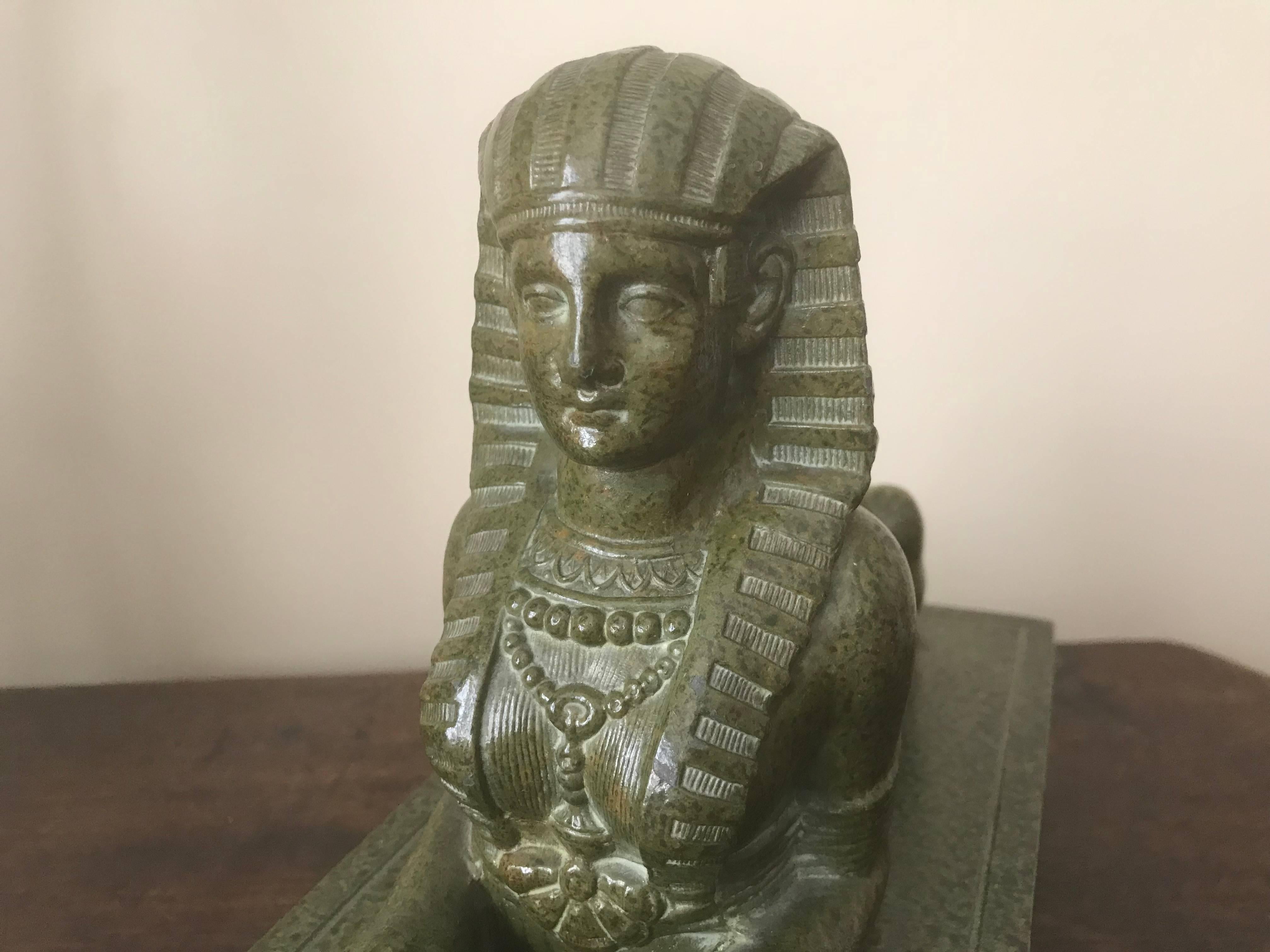 19th Century Grand Tour Egyptian Serpentine Sphinx