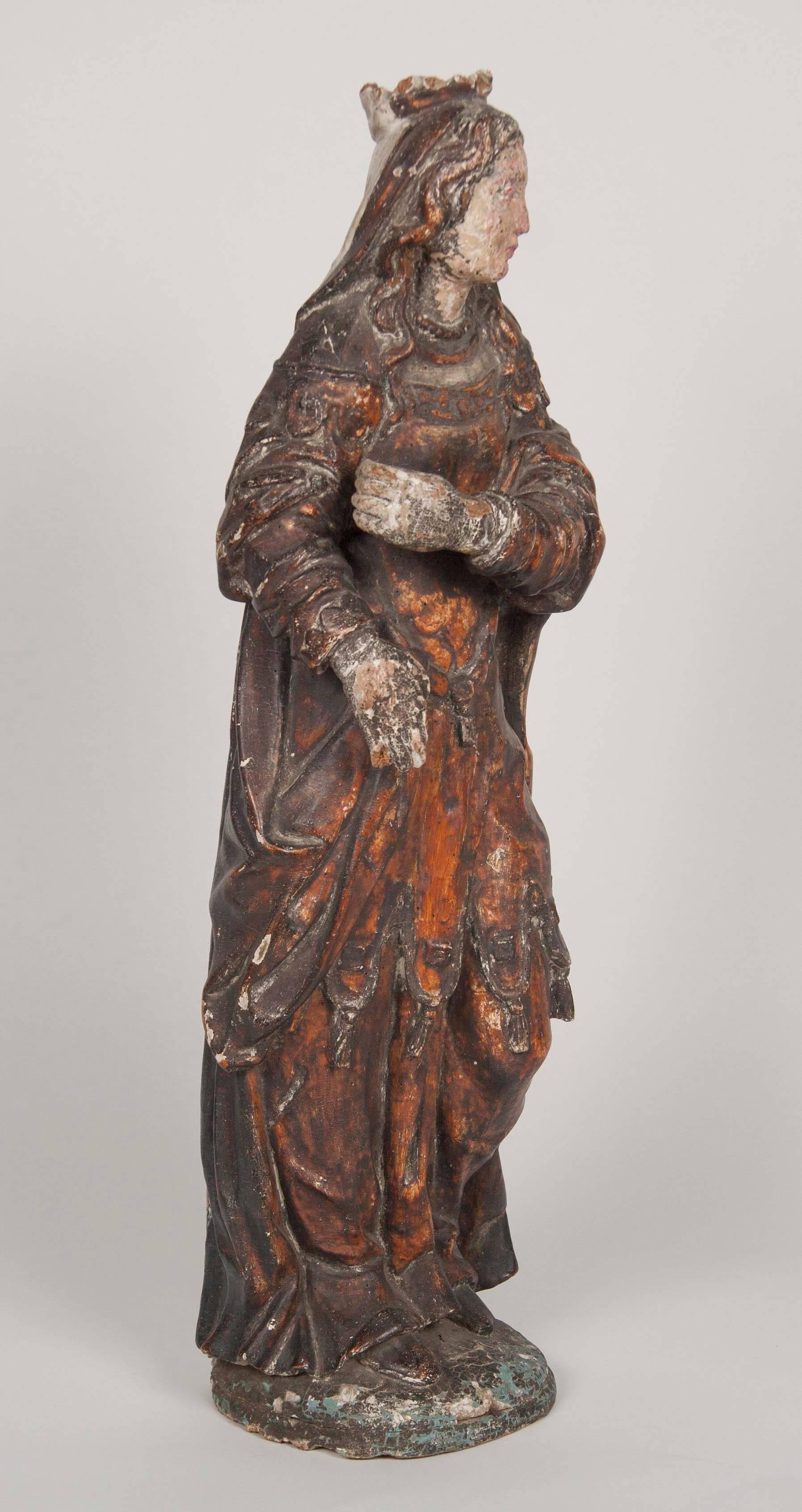 Italian Renaissance Carving of a Female Saint 5