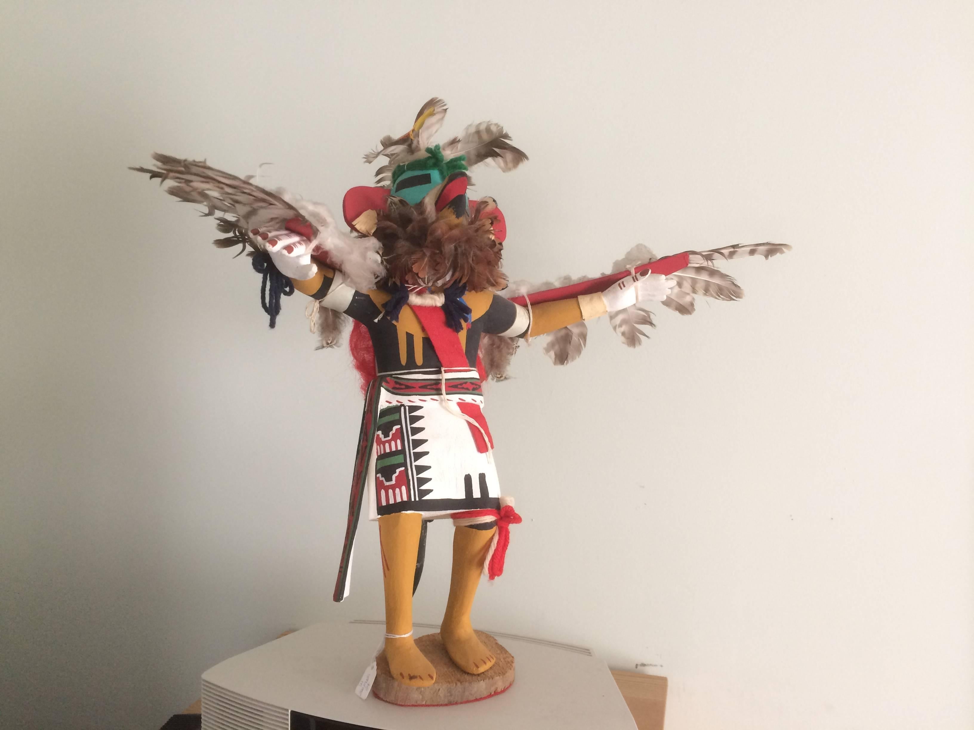 Vintage Hopi Eagle Kachina Katsina Doll by Ron Duwyenie In Excellent Condition In Stamford, CT