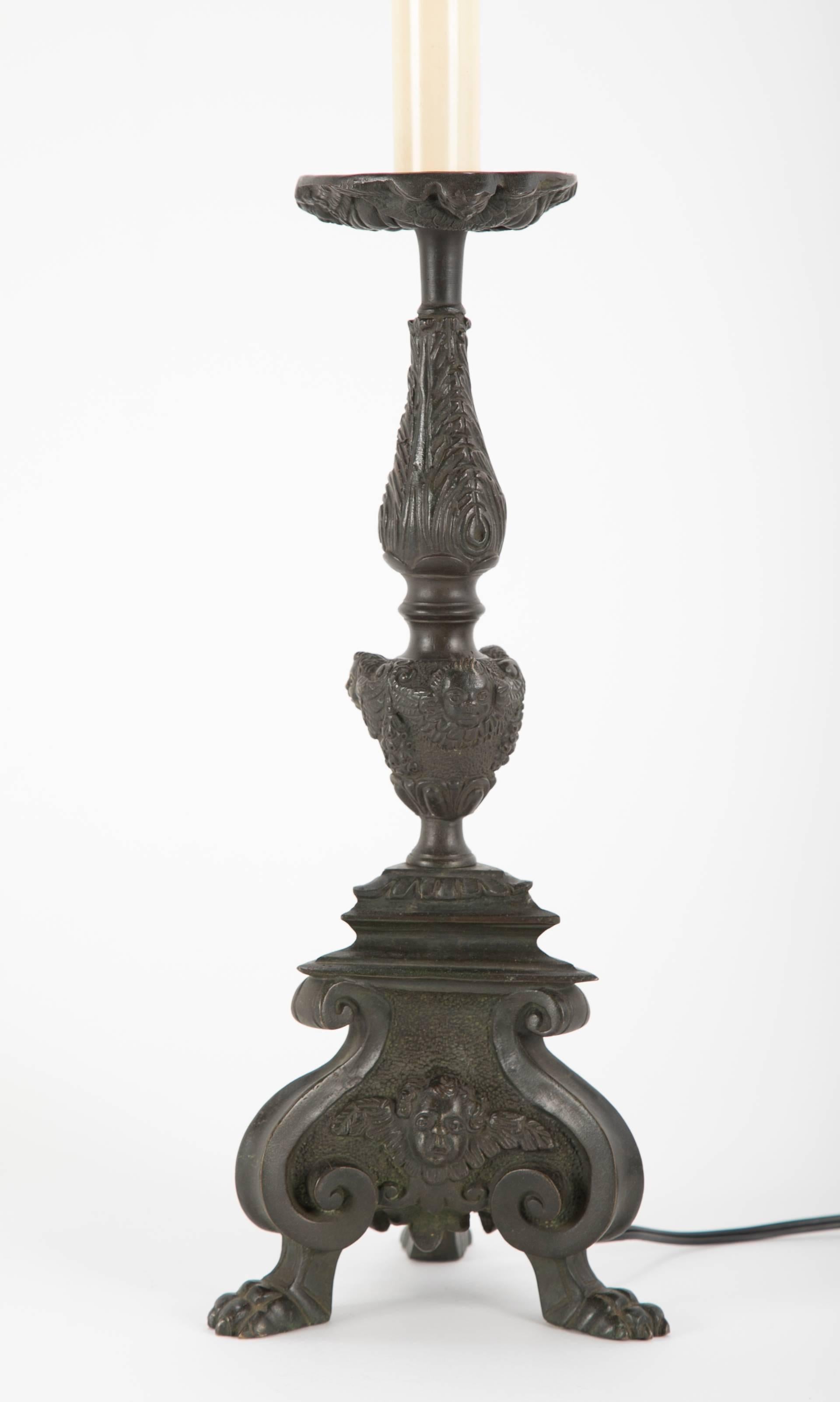 Pair of Italian Baroque Bronze Table Lamps 2