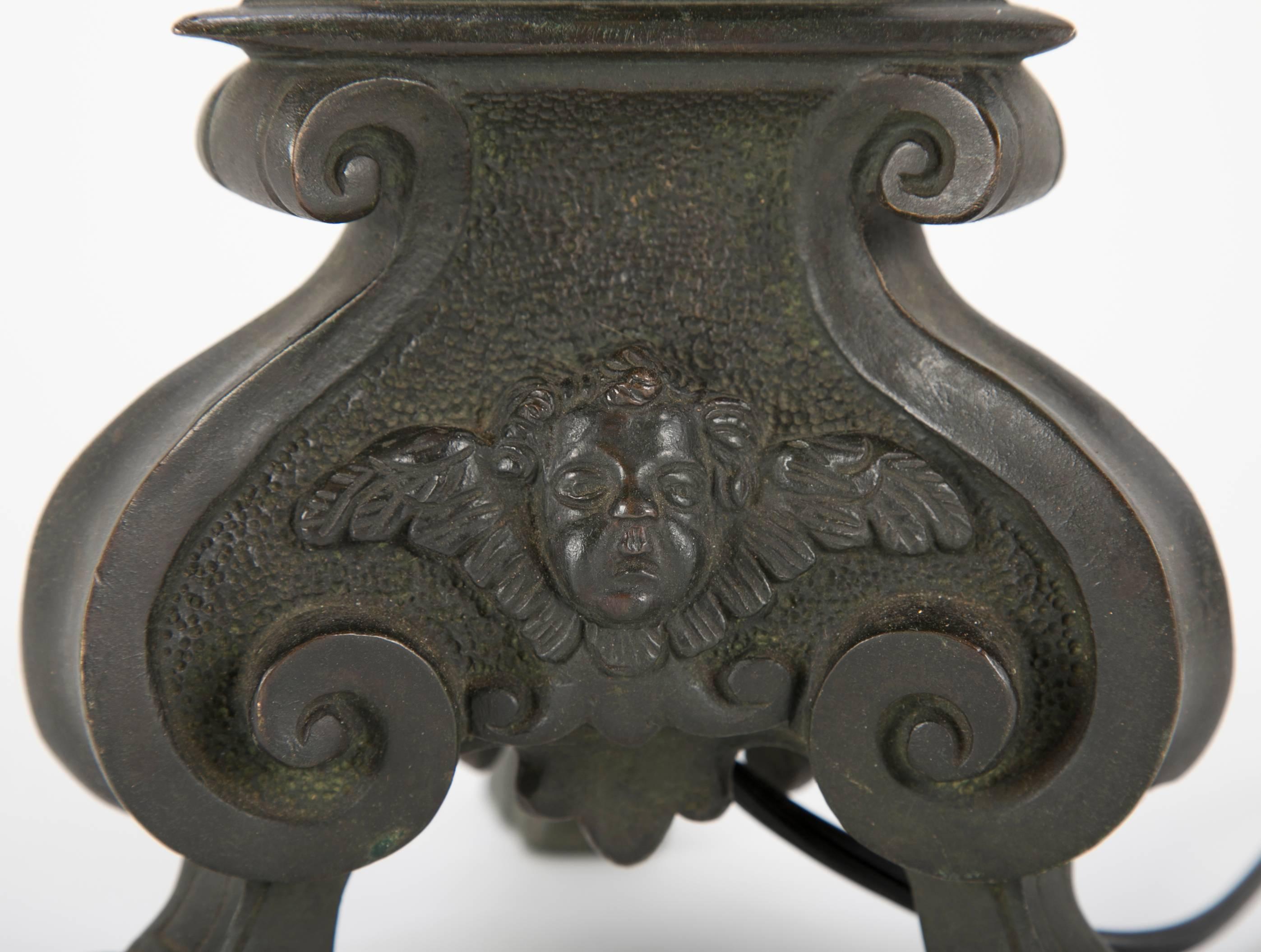 19th Century Pair of Italian Baroque Bronze Table Lamps