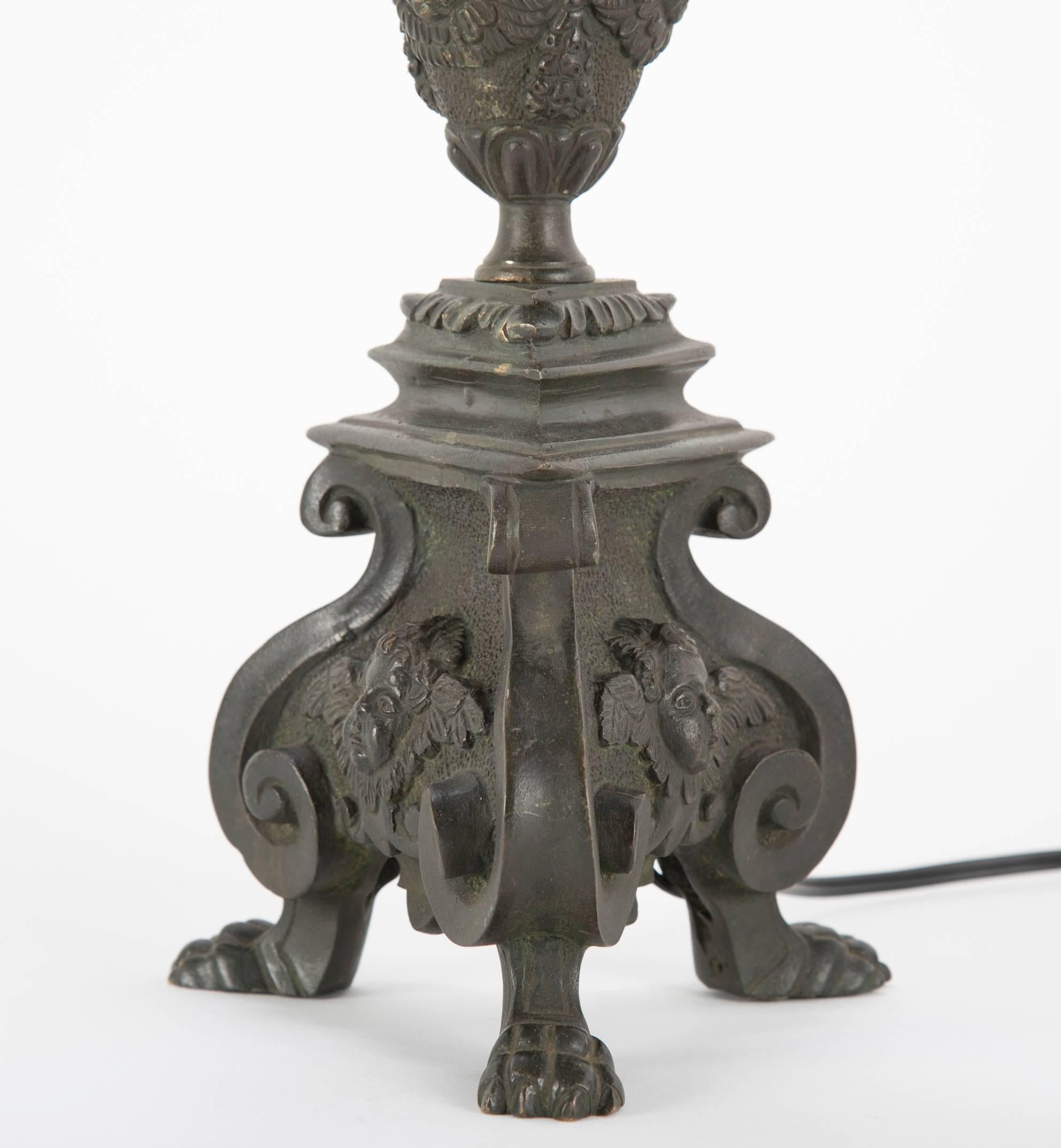 Cast Pair of Italian Baroque Bronze Table Lamps