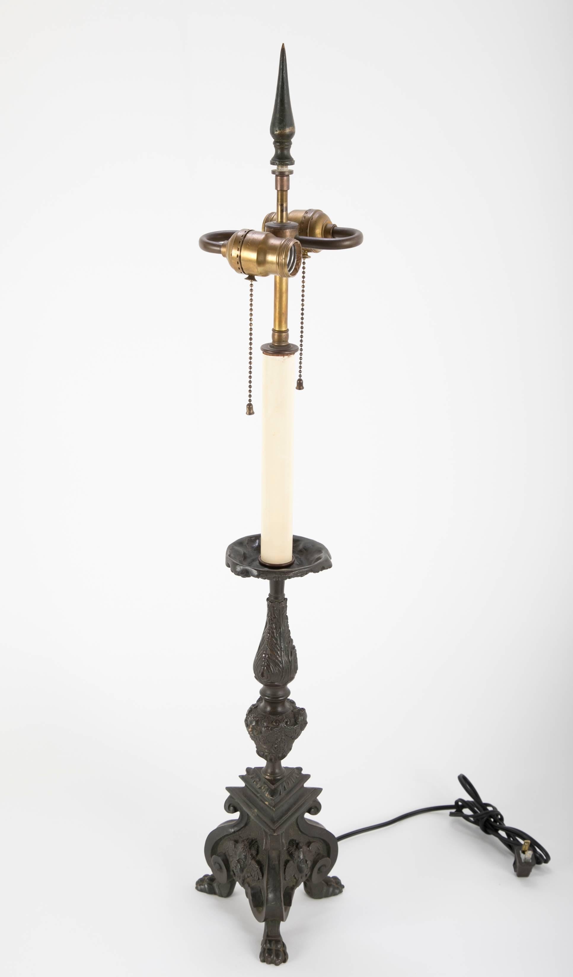 Pair of Italian Baroque Bronze Table Lamps 3