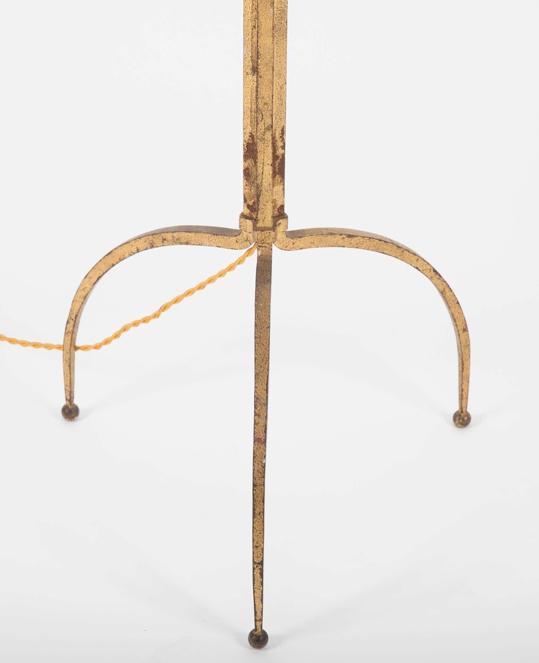 French Midcentury Gilt Iron Floor Lamp 4