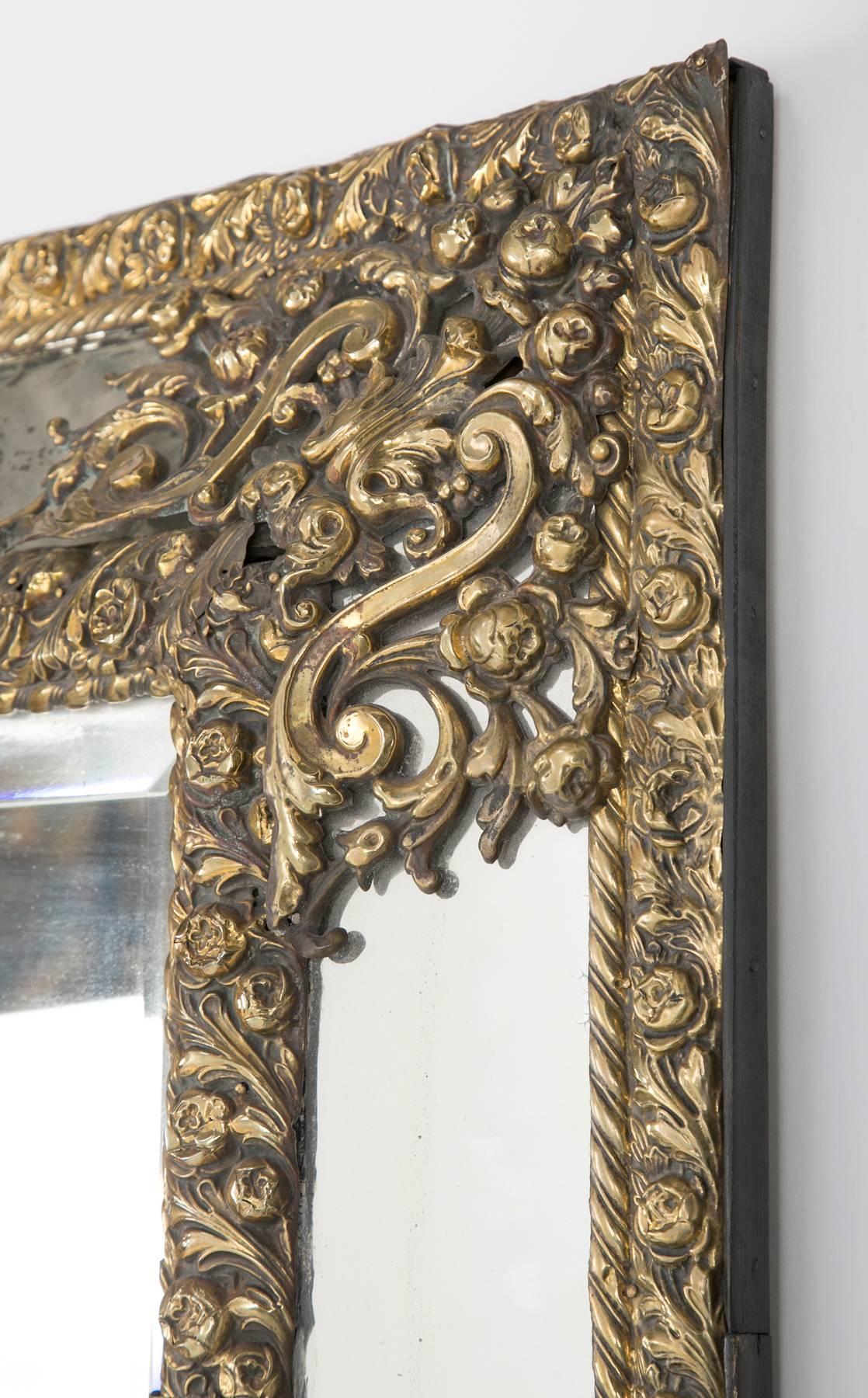 Dutch Baroque Brass Rectangular Mirror  2