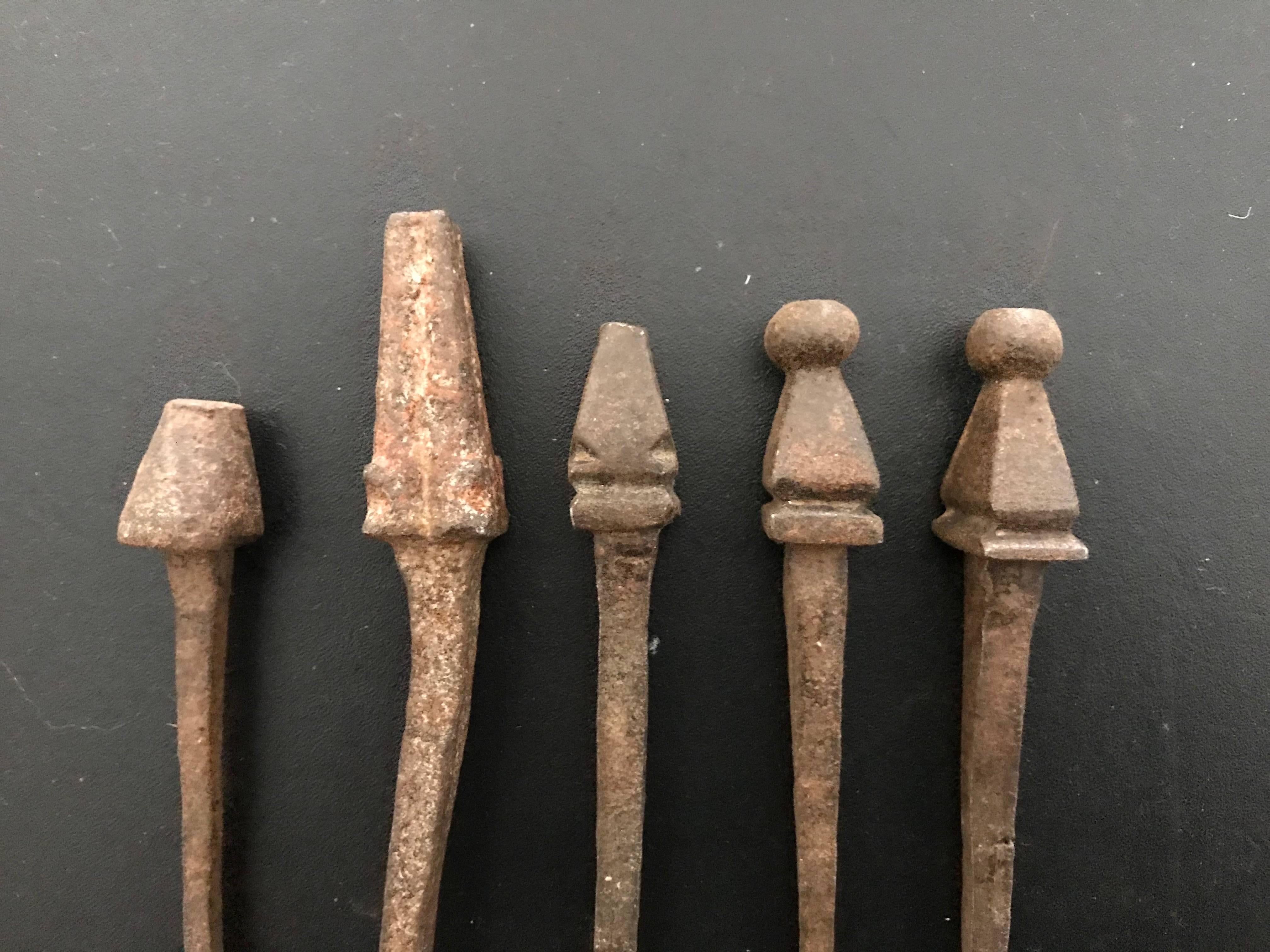 16th Century Spanish Italian Baroque Wrought Iron Nails  3