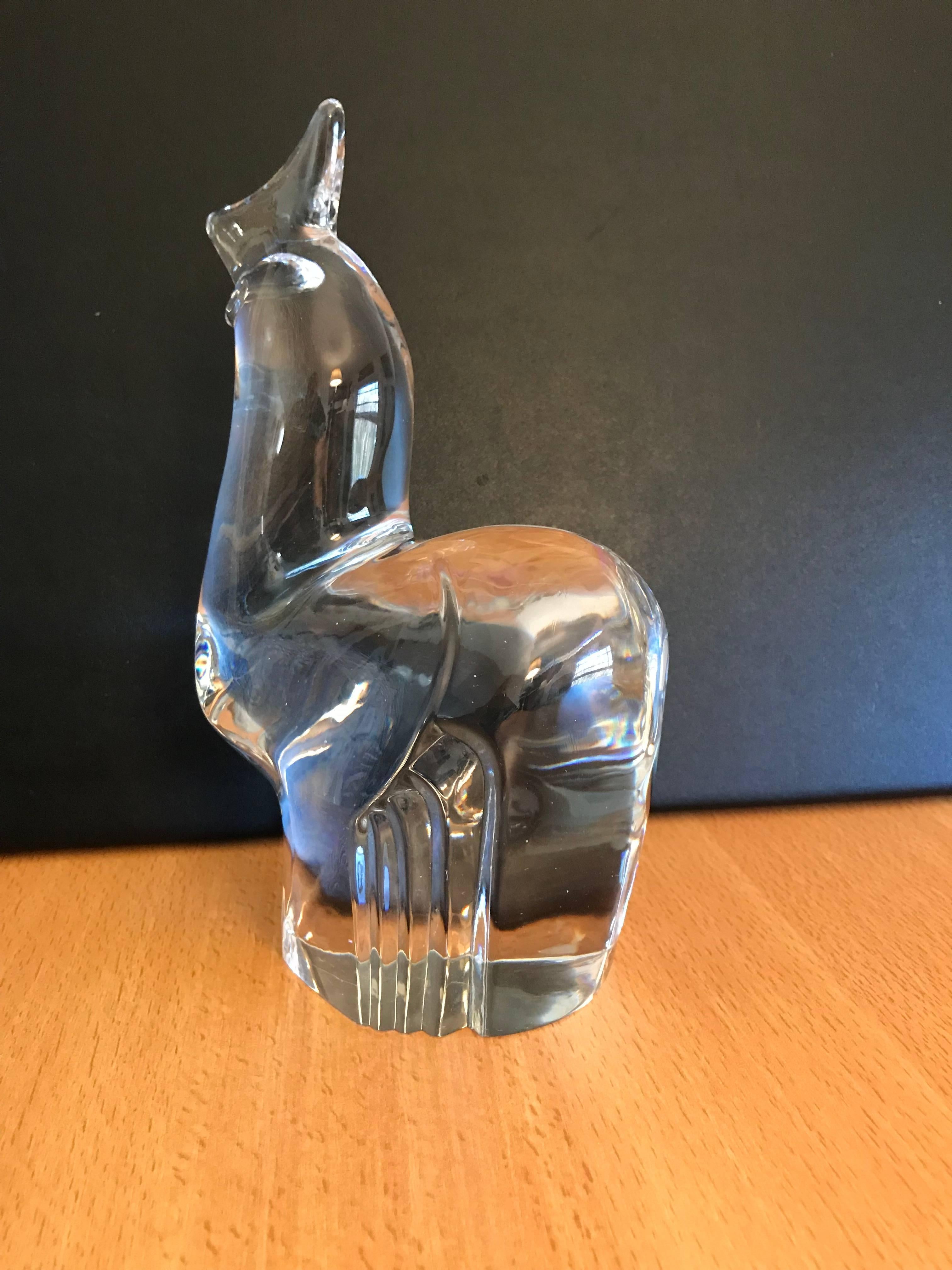 20th Century Orrefors Olle Alberius Signed Expo Crystal Rooster with Original Labels For Sale