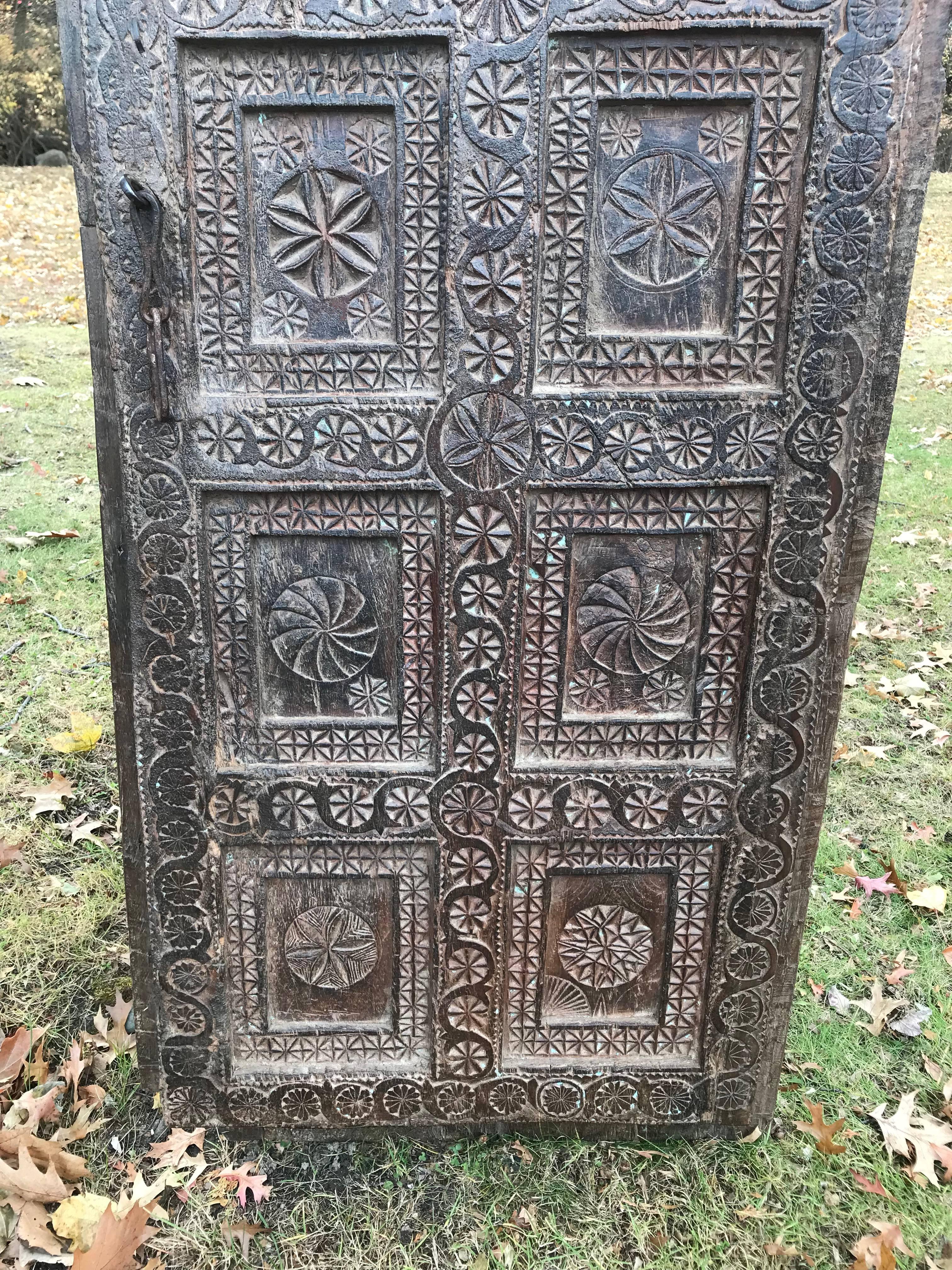 Tribal  Carved Wood Nepalese Door 