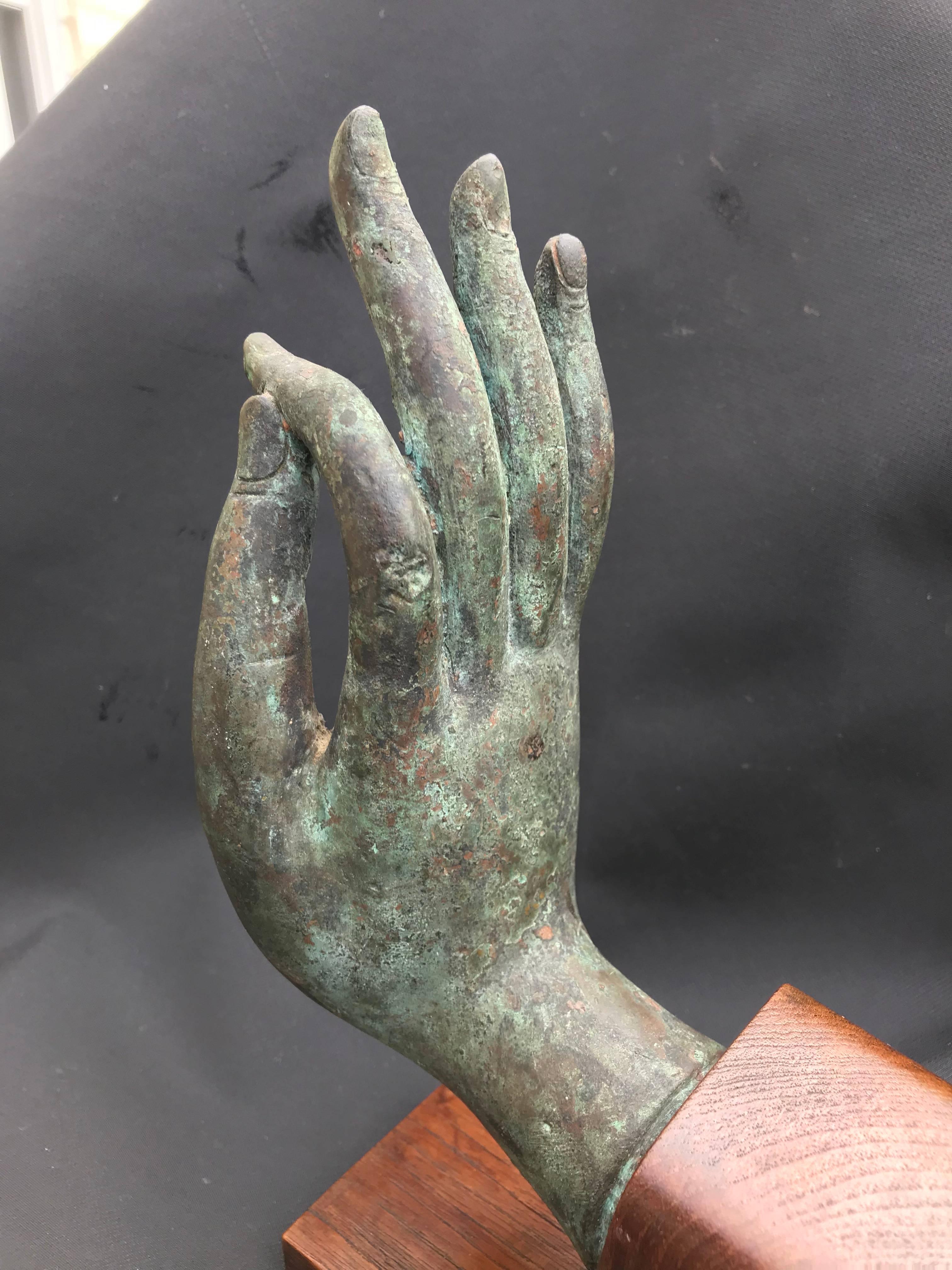 19th Century Bronze Hand of Buddha in the Vitarka Mudra, Thailand 