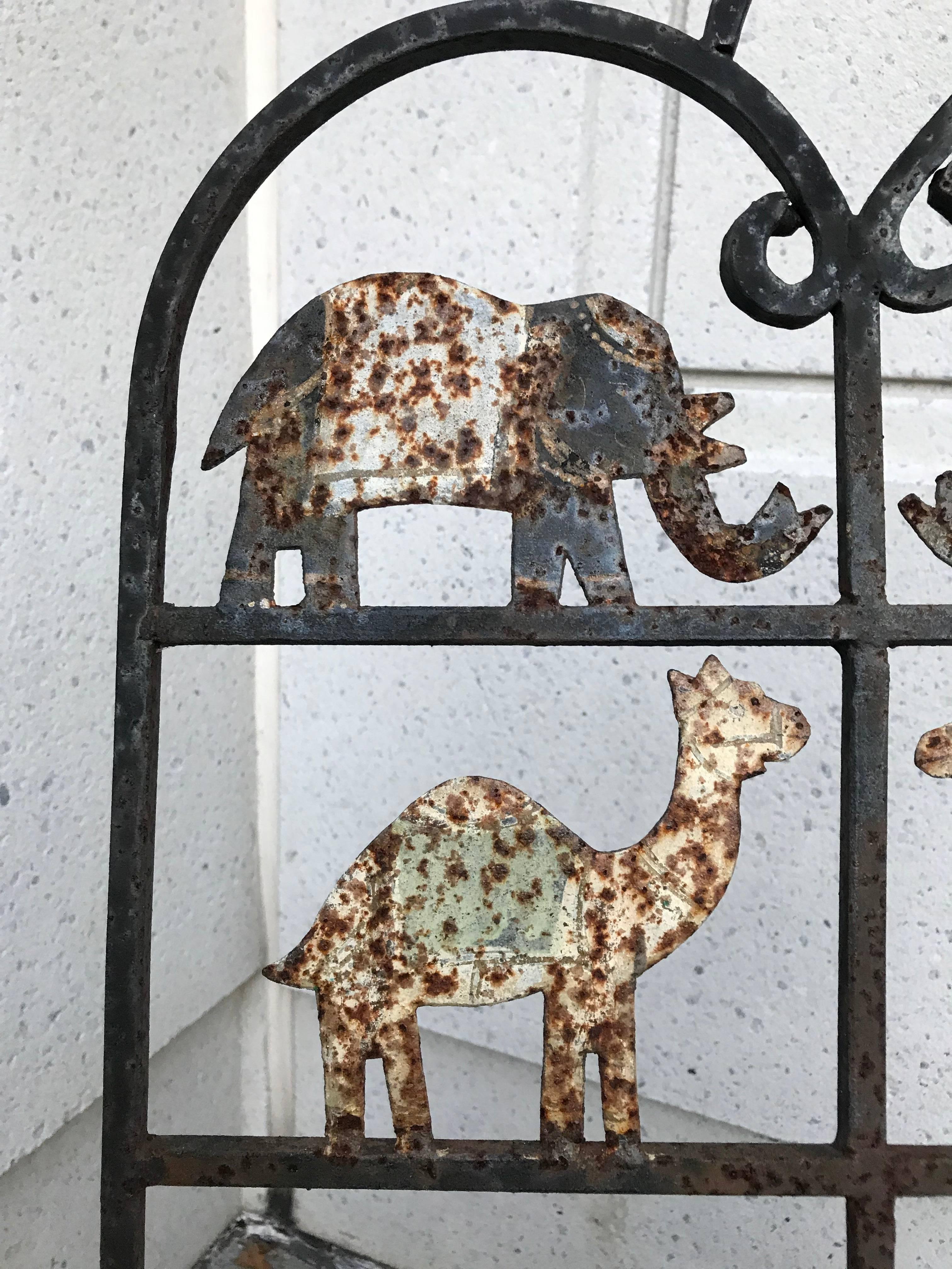 Other Pair of Wrought Iron Garden Chairs with Animals