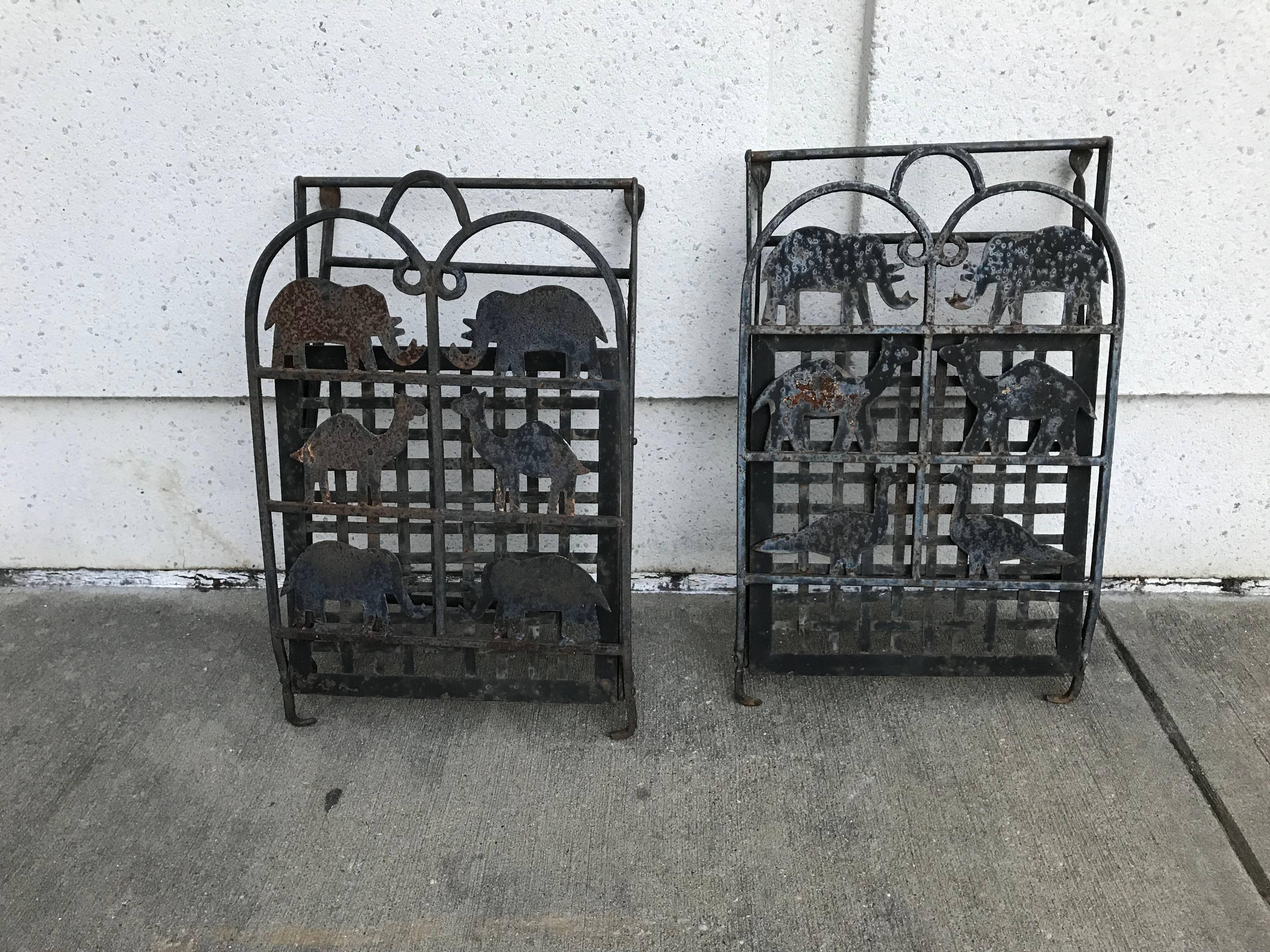 Pair of Wrought Iron Garden Chairs with Animals 2