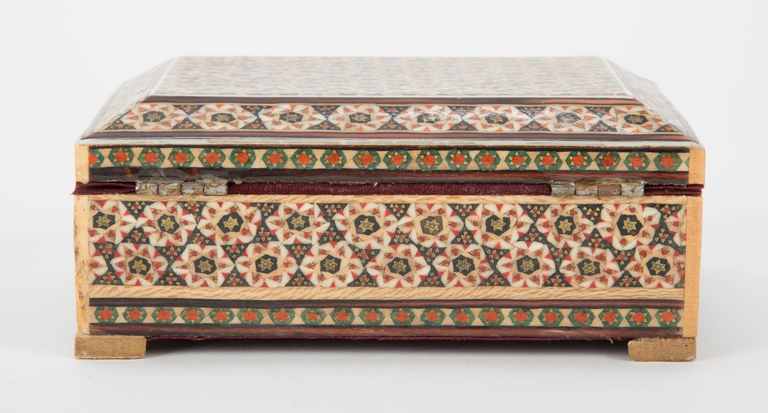 20th Century Persian Tessellated Bone and Inlaid Wood Box