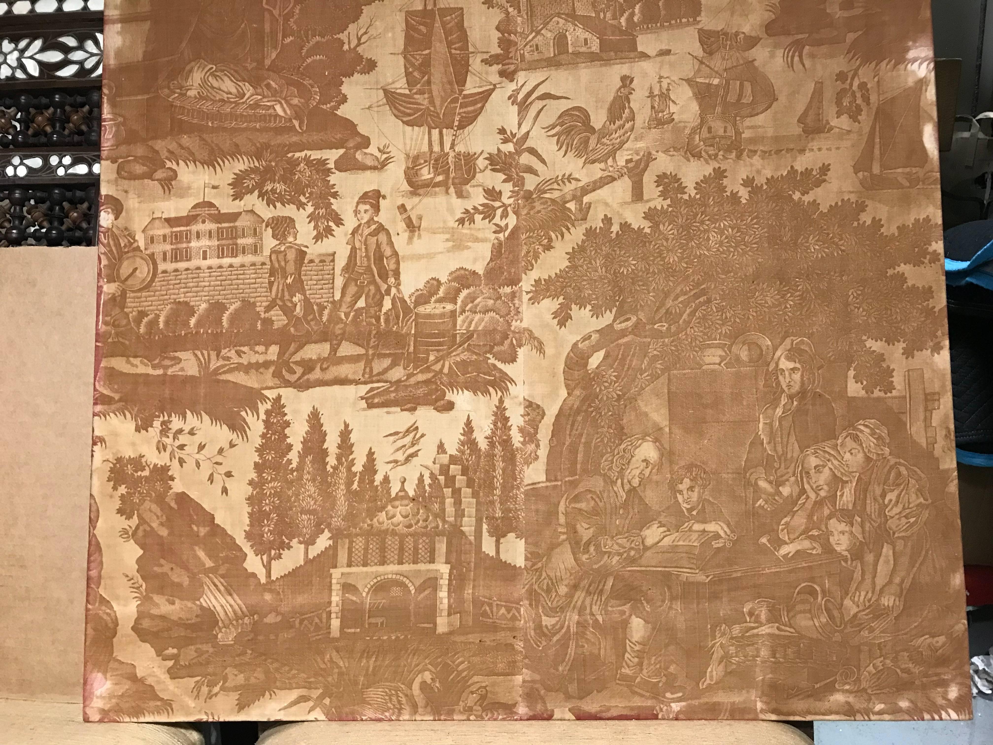Neoclassical 18th Century French Toile De Jouy Textile Panel
