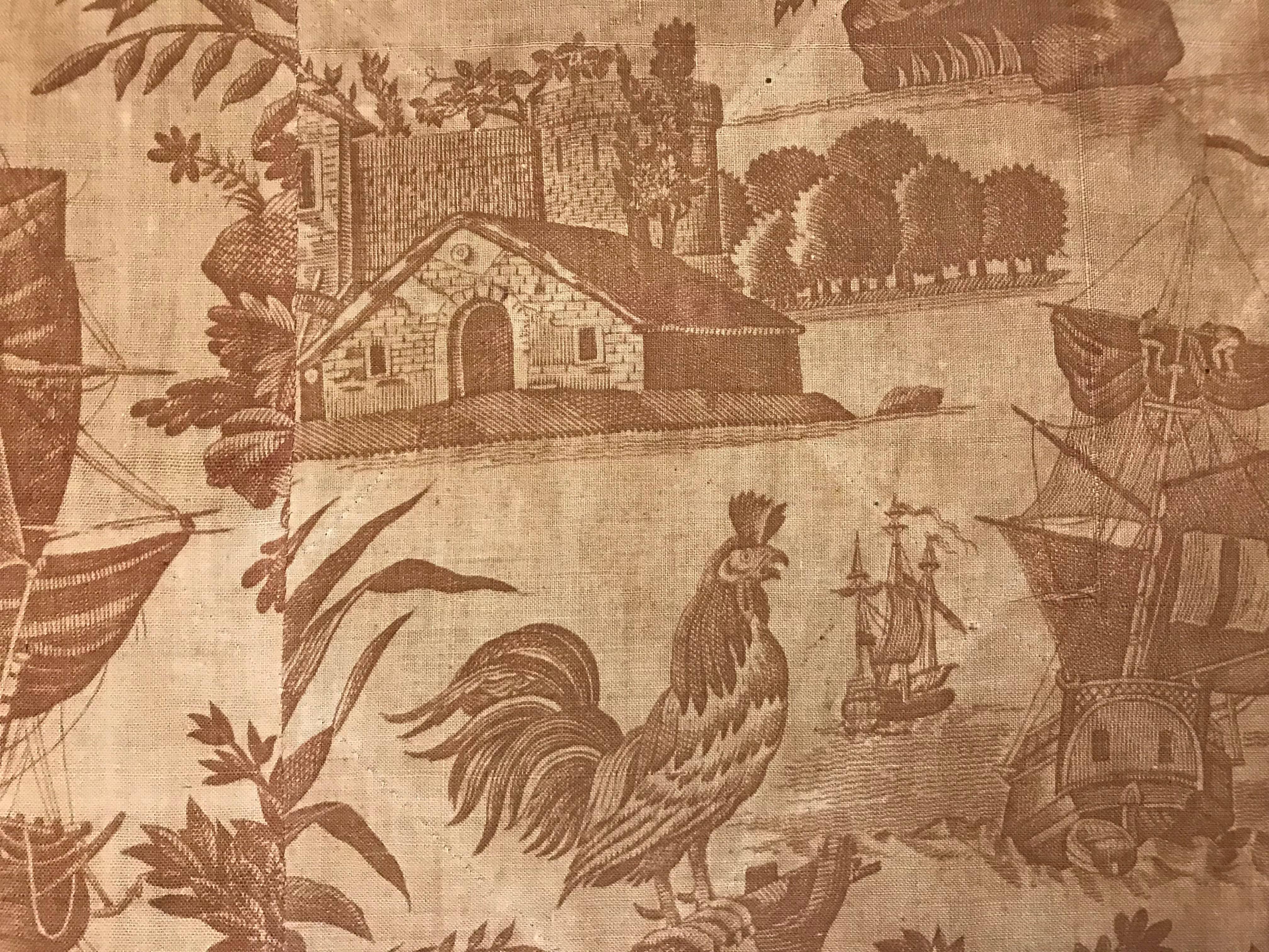18th Century and Earlier 18th Century French Toile De Jouy Textile Panel