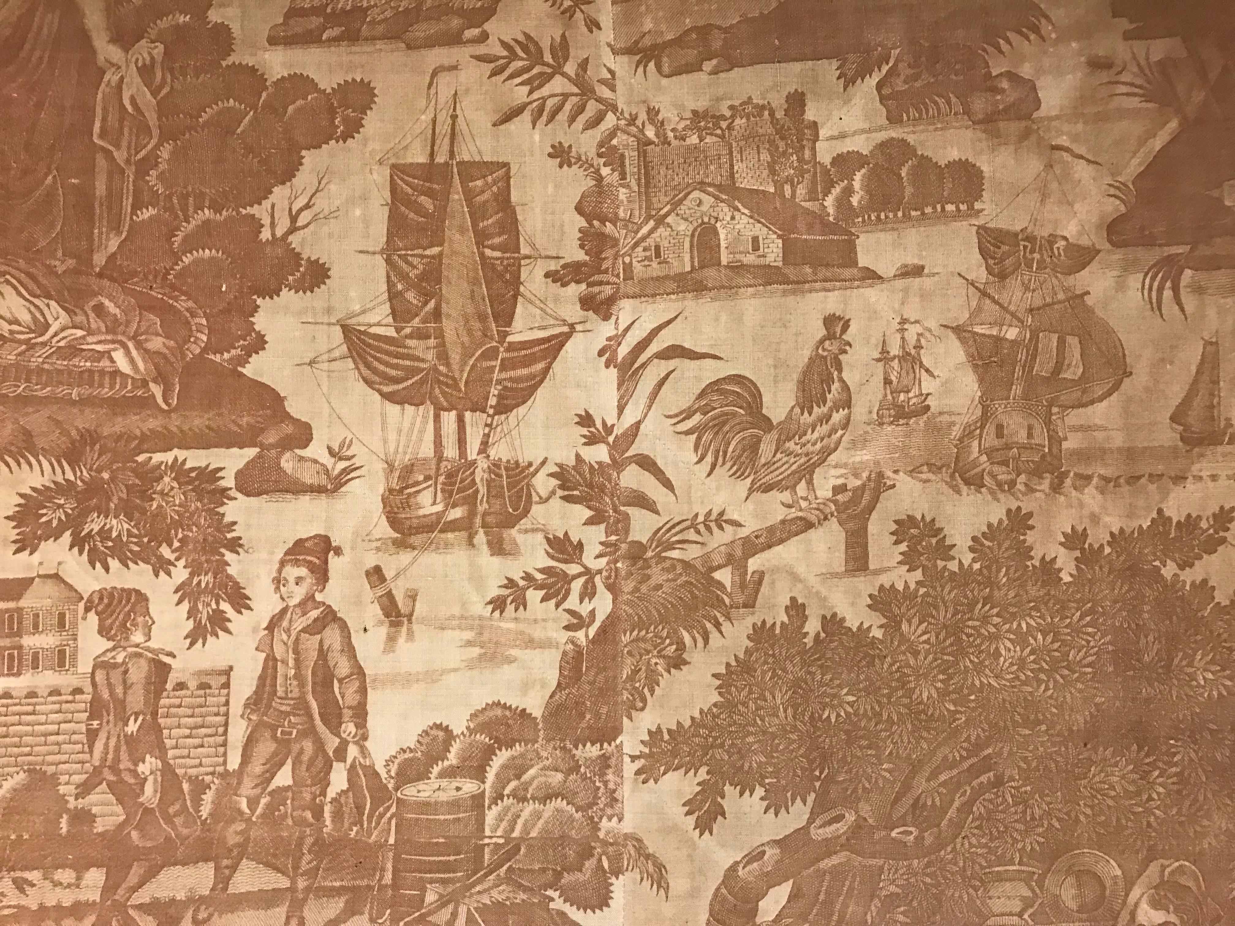18th Century French Toile De Jouy Textile Panel 2