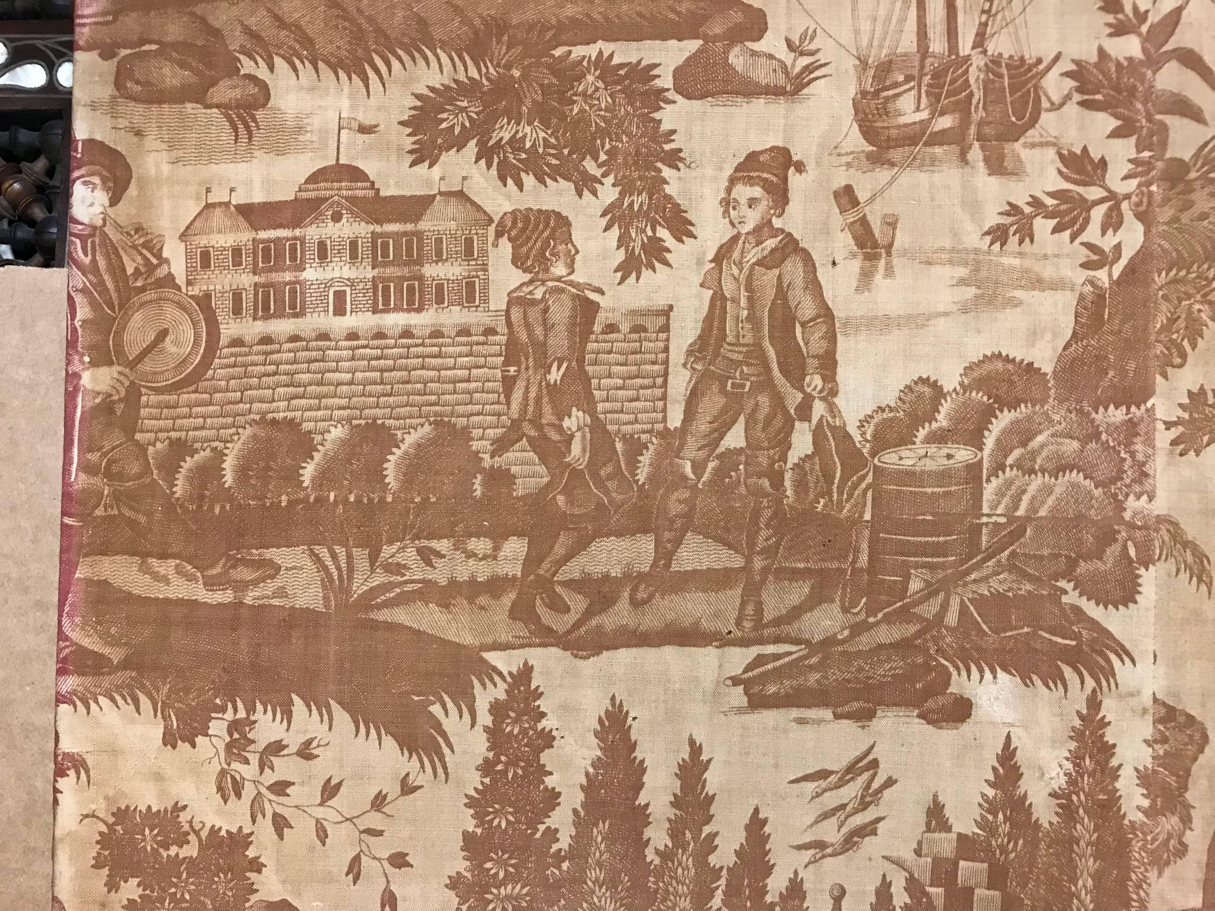 18th Century French Toile De Jouy Textile Panel 1