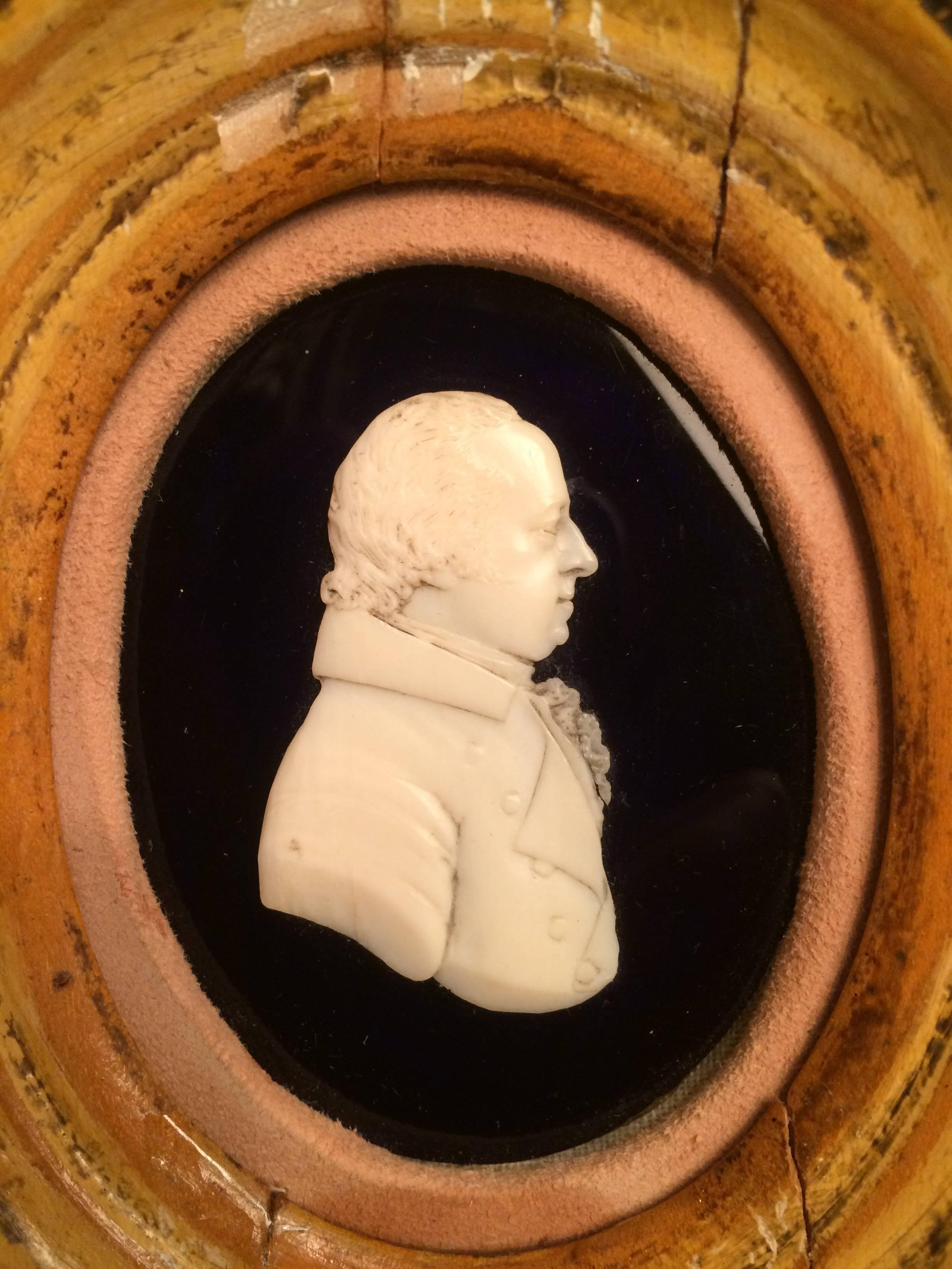 Hand-Carved English Portrait Miniature of a Nobleman in Carved Bone