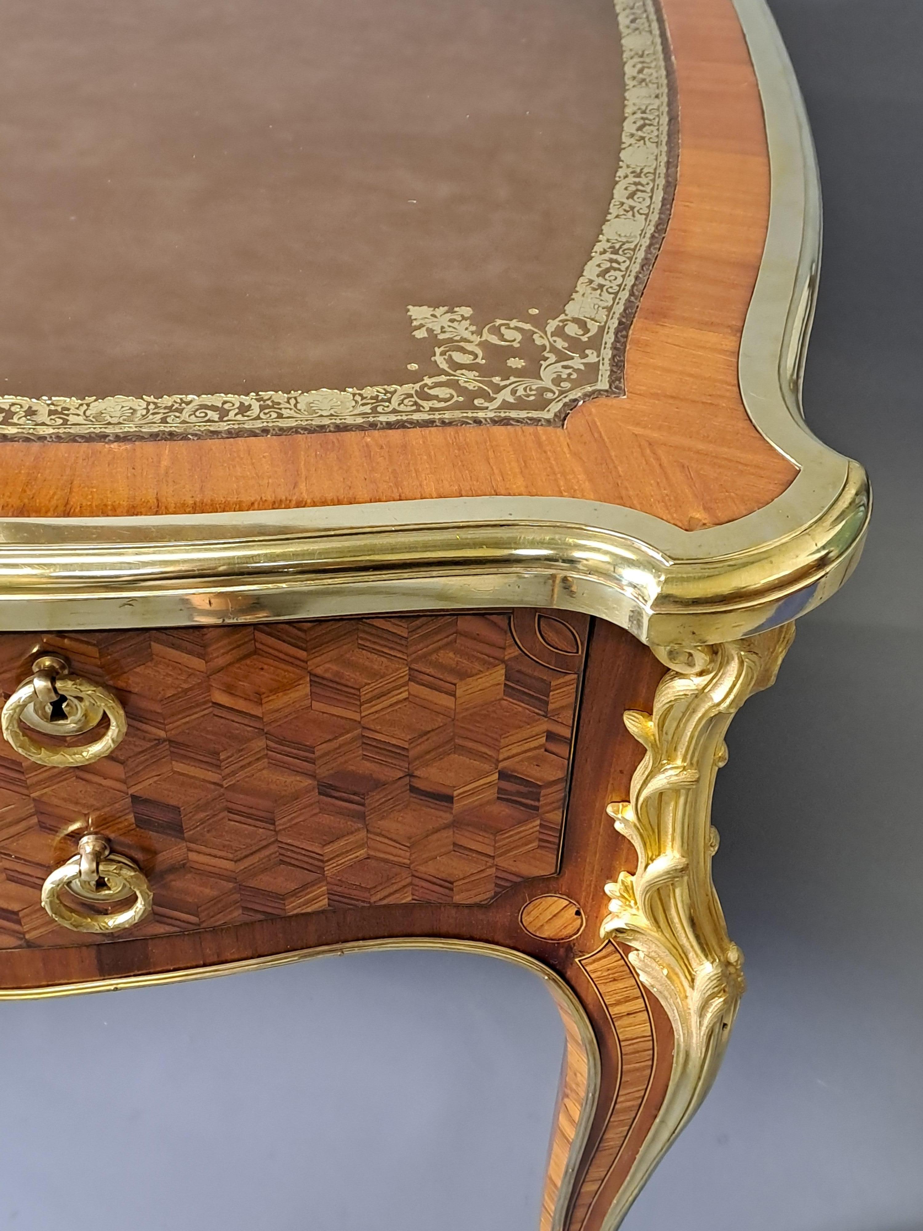 19th Century Large Transitional Style Bureau Plat  After Oeben For Sale