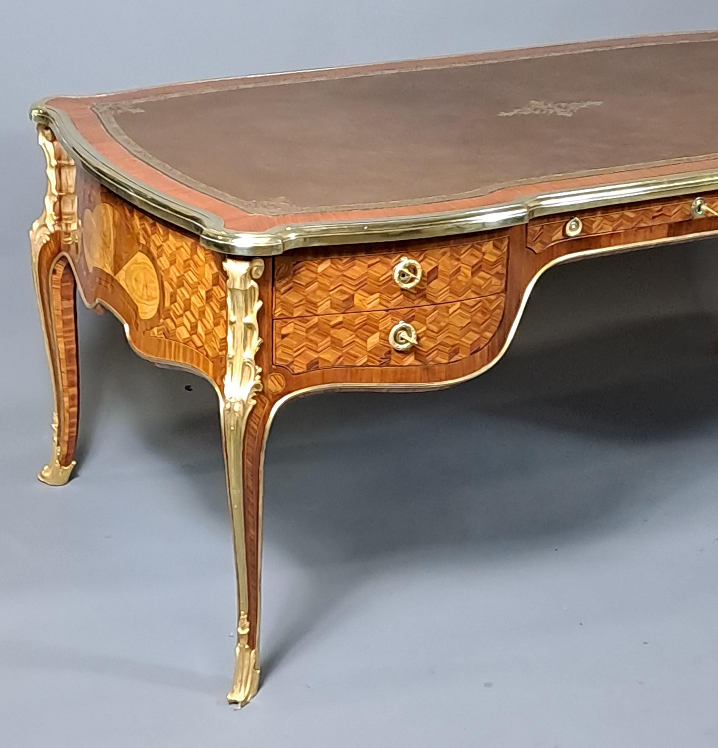 Louis XV Large Transitional Style Bureau Plat  After Oeben For Sale