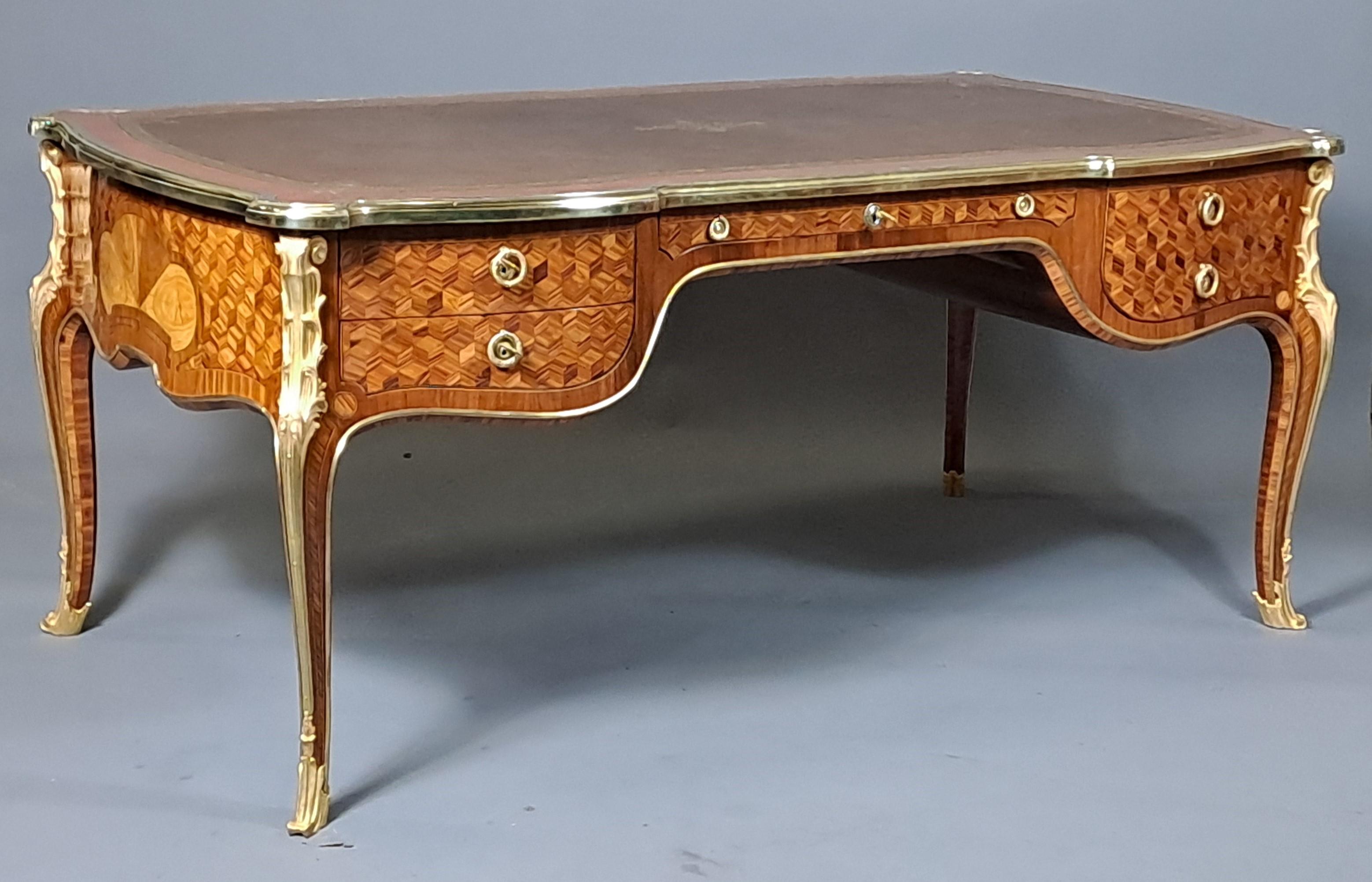 Large Transitional Style Bureau Plat  After Oeben For Sale 4