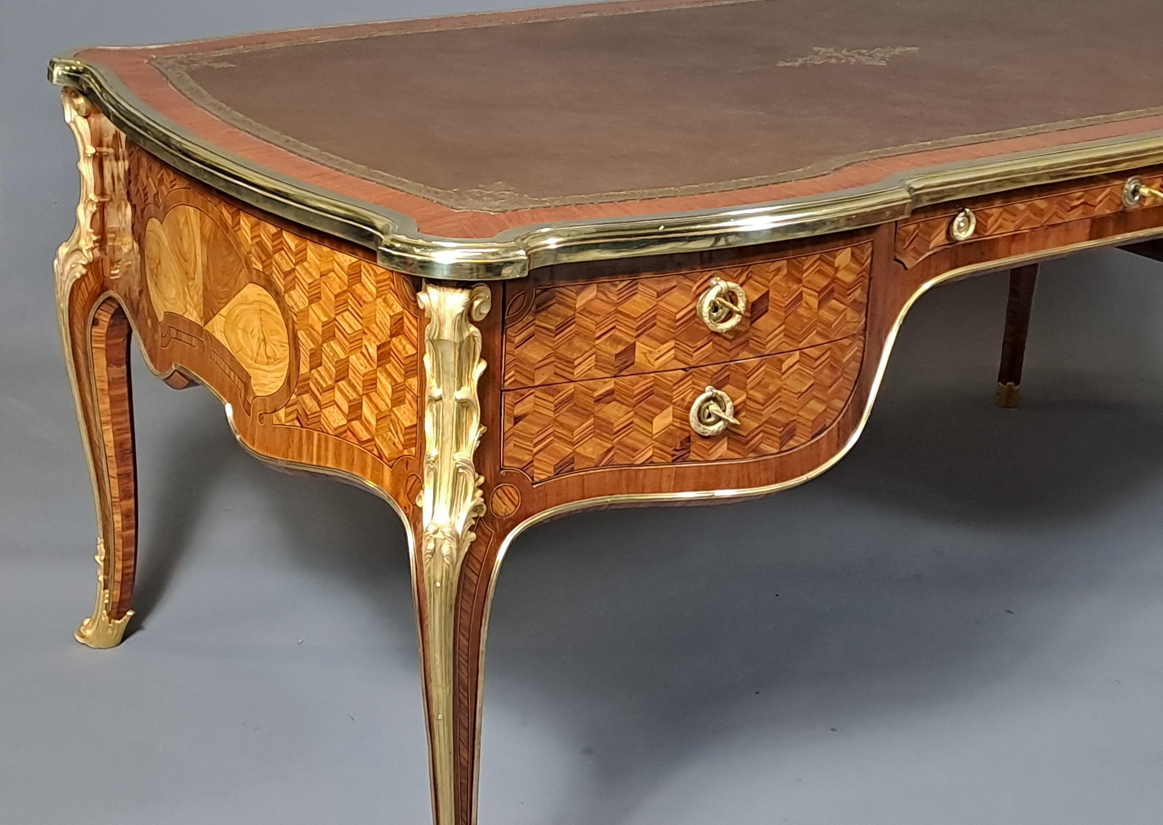 Large Transitional Style Bureau Plat  After Oeben For Sale 3