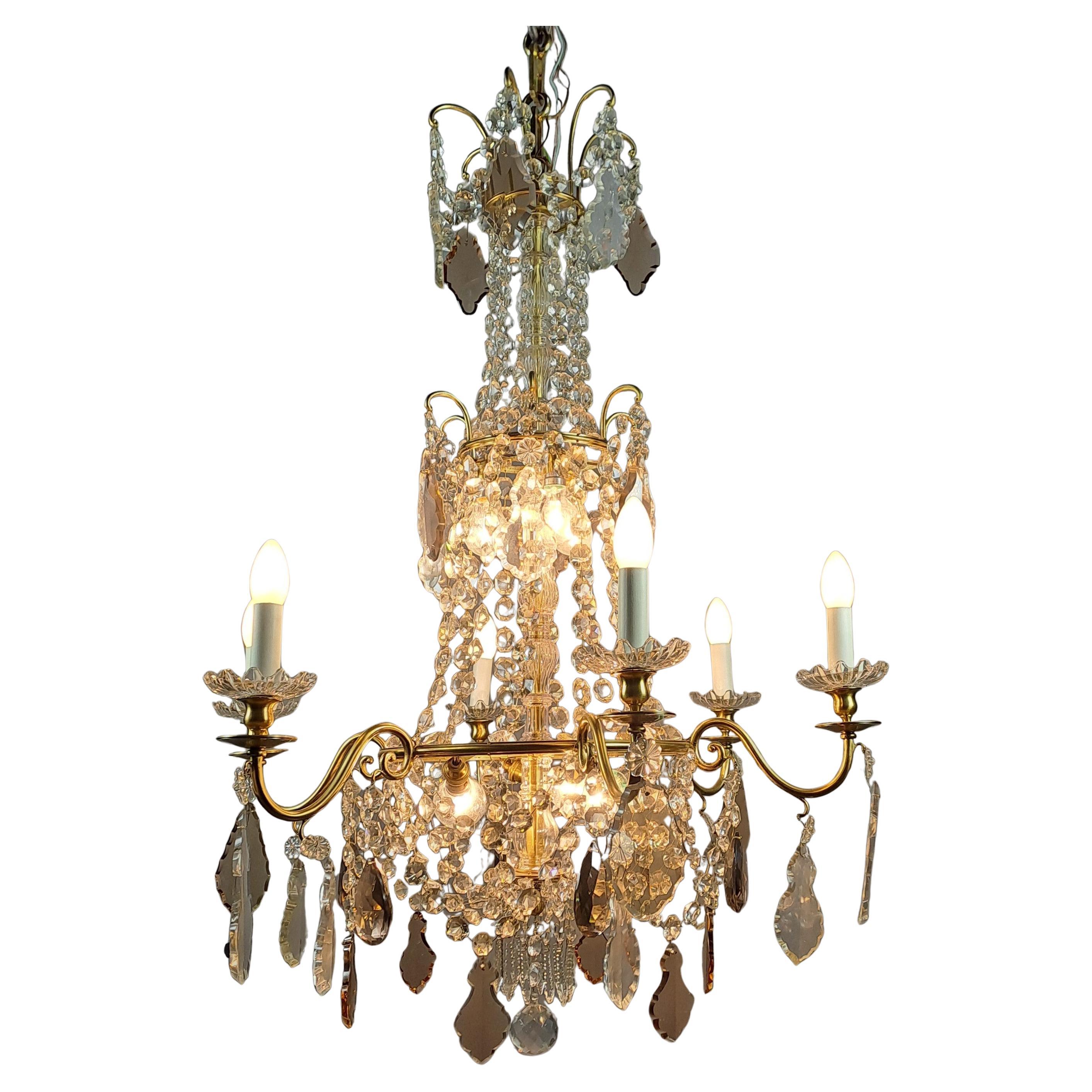 Large Louis XVI Style Chandelier In Crystal And Gilded Bronze