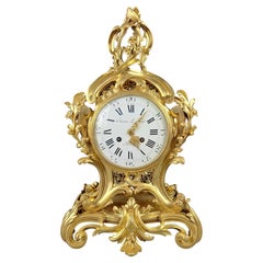 A Louis XV Rocaille-style Clock In Gilded Bronze, Signed "denière" In Paris