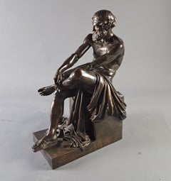 François Clément Moreau (1831–1865) - Aristophanes, Bronze With A Brown Patina