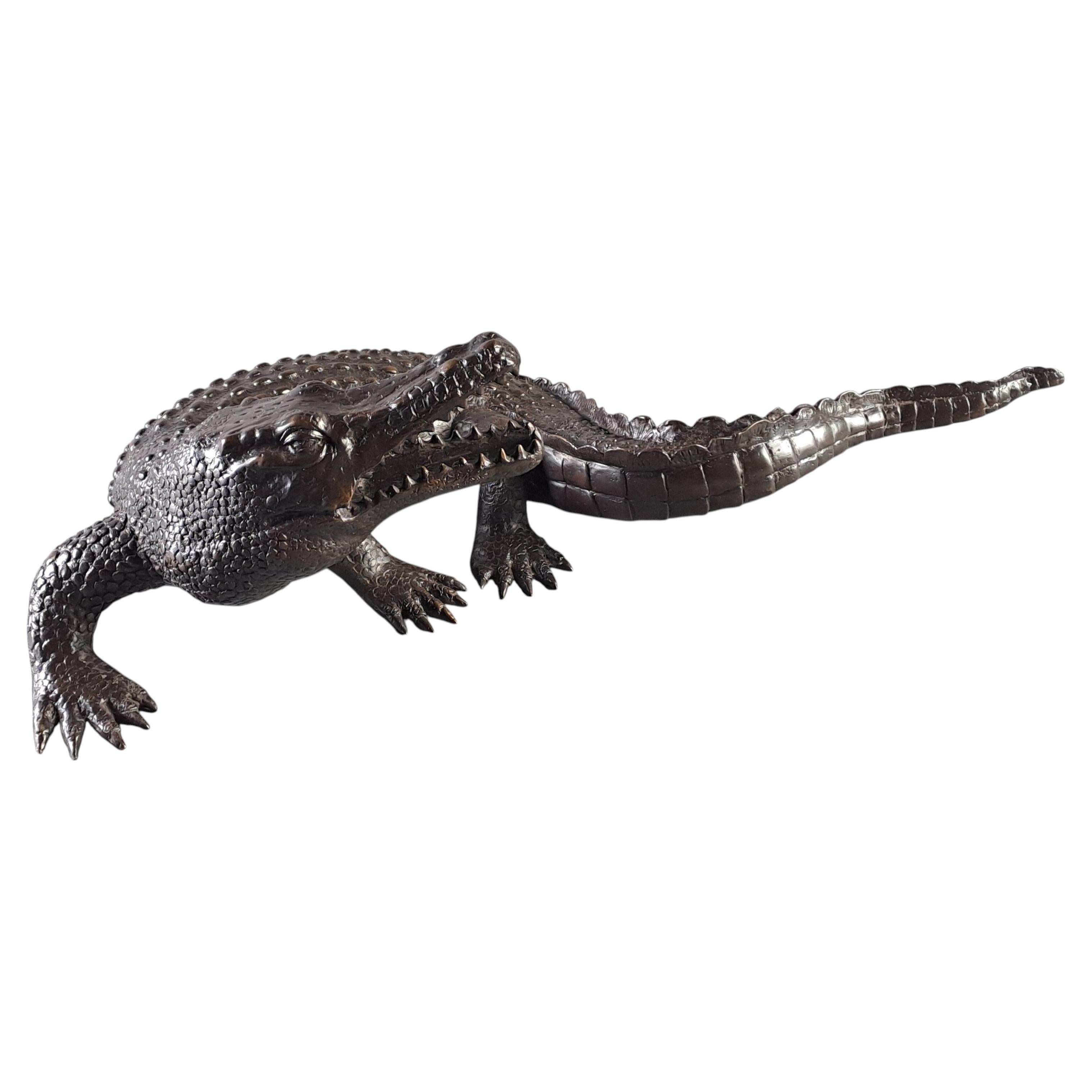 Large Bronze Crocodile