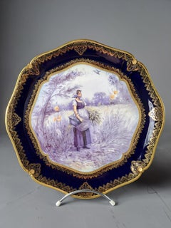 Set Of Two Limoges Porcelain Plates Stamped "william Guérin & Cie"