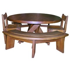 Five-Piece Oak Dining Set by Pierre Chapo