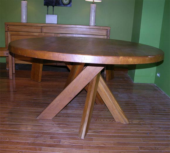 Five-Piece Oak Dining Set by Pierre Chapo 3