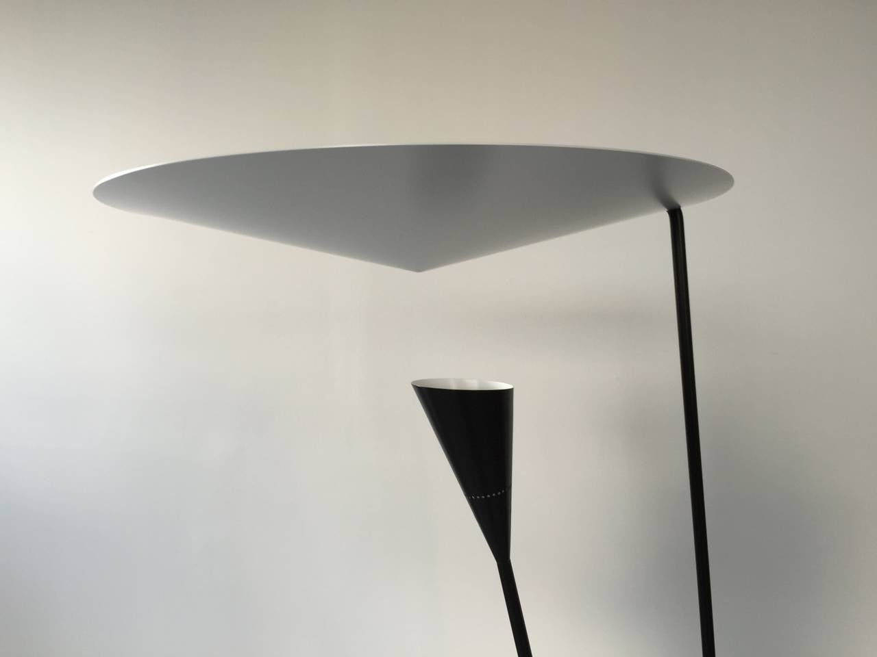 French Black Standing Floor Lamp by Michel Buffet