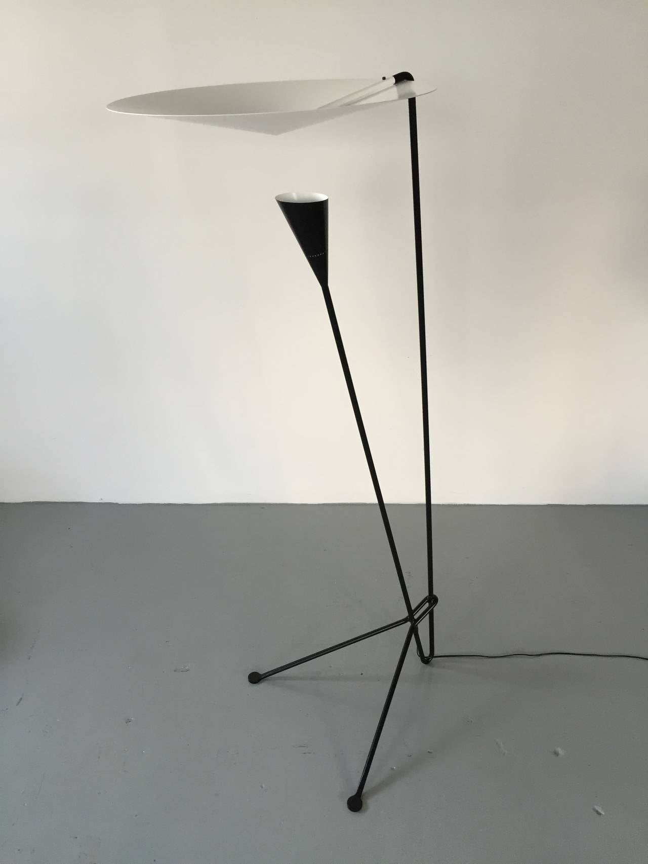 Mid-20th Century Black Standing Floor Lamp by Michel Buffet
