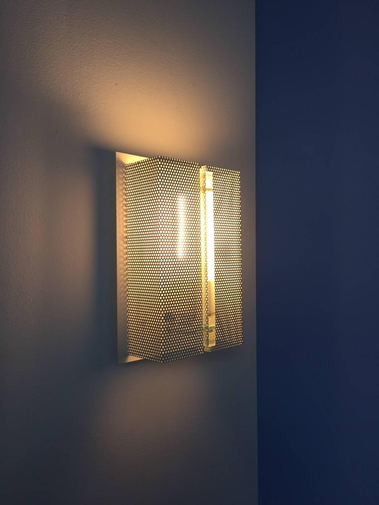 Mid-Century Modern Wall Sconce with Perforated Metal