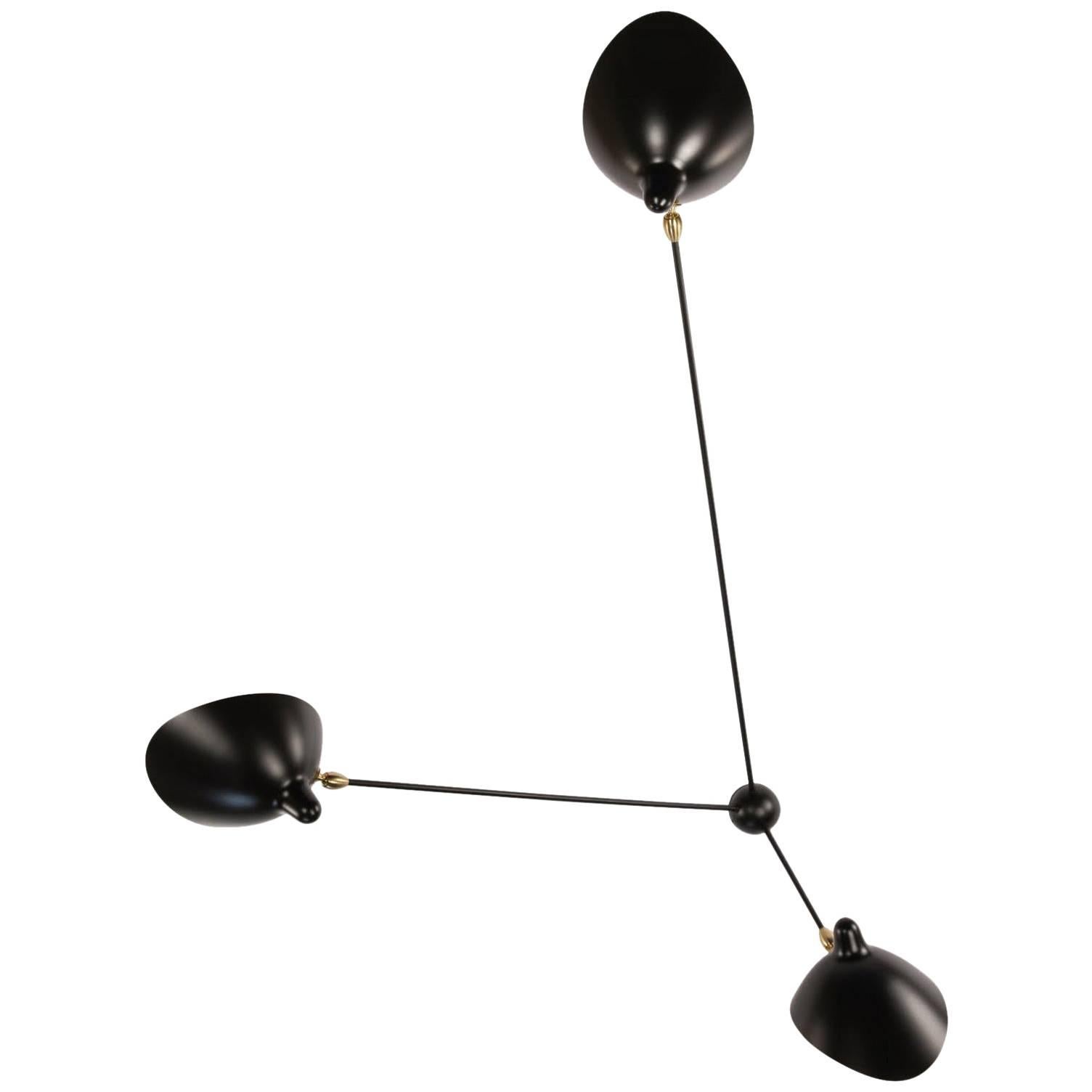 Three-Arm Spider Sconce by Serge Mouille in Black