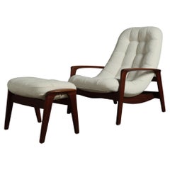 Vintage-Stuhl „Scoop“ aus Teakholz mit Ottomane von R.Huber 
Co,  1960
s