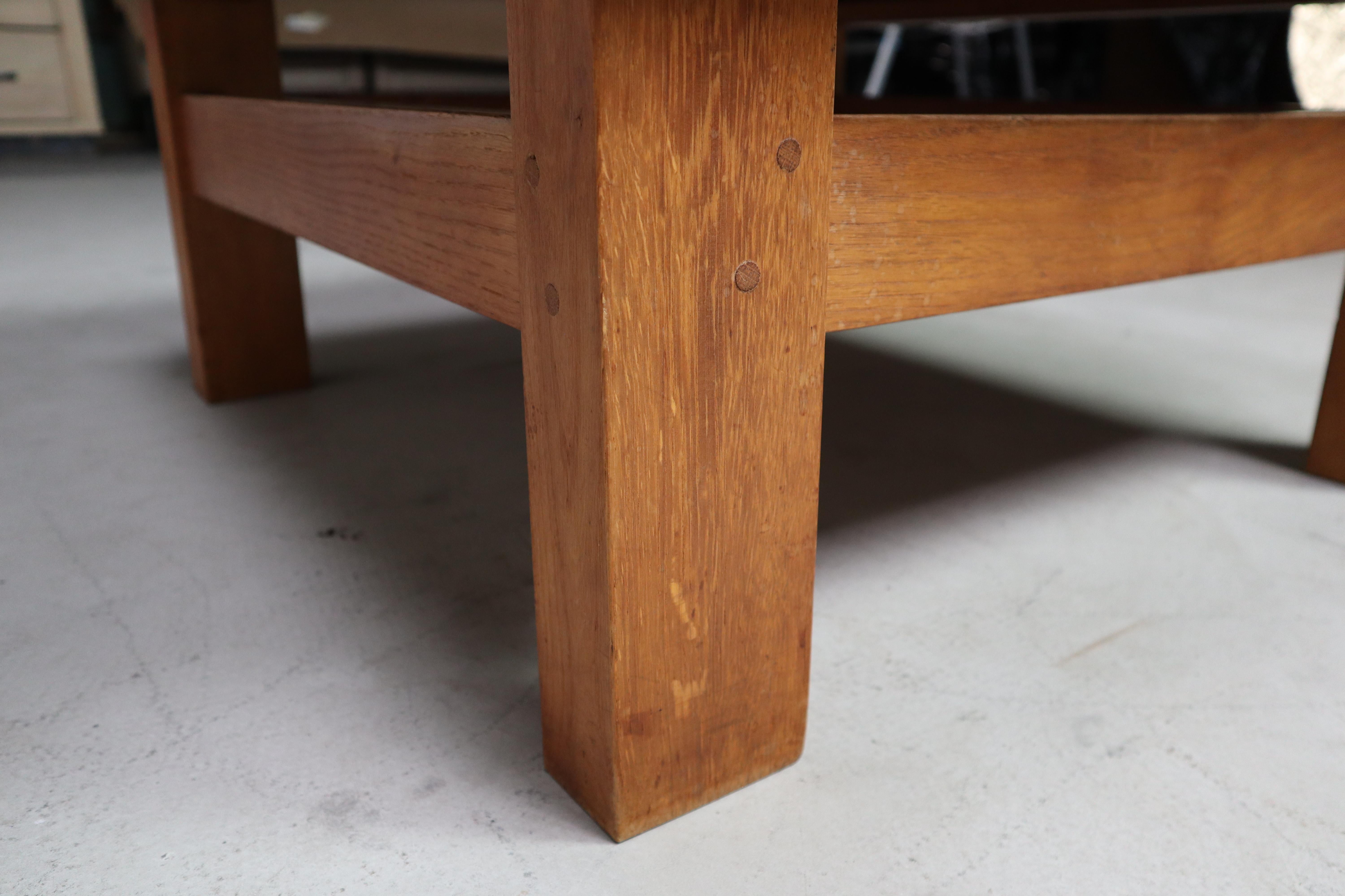 20th Century Mid-Century botanical ceramic tile coffee table in Oak, 1960s For Sale